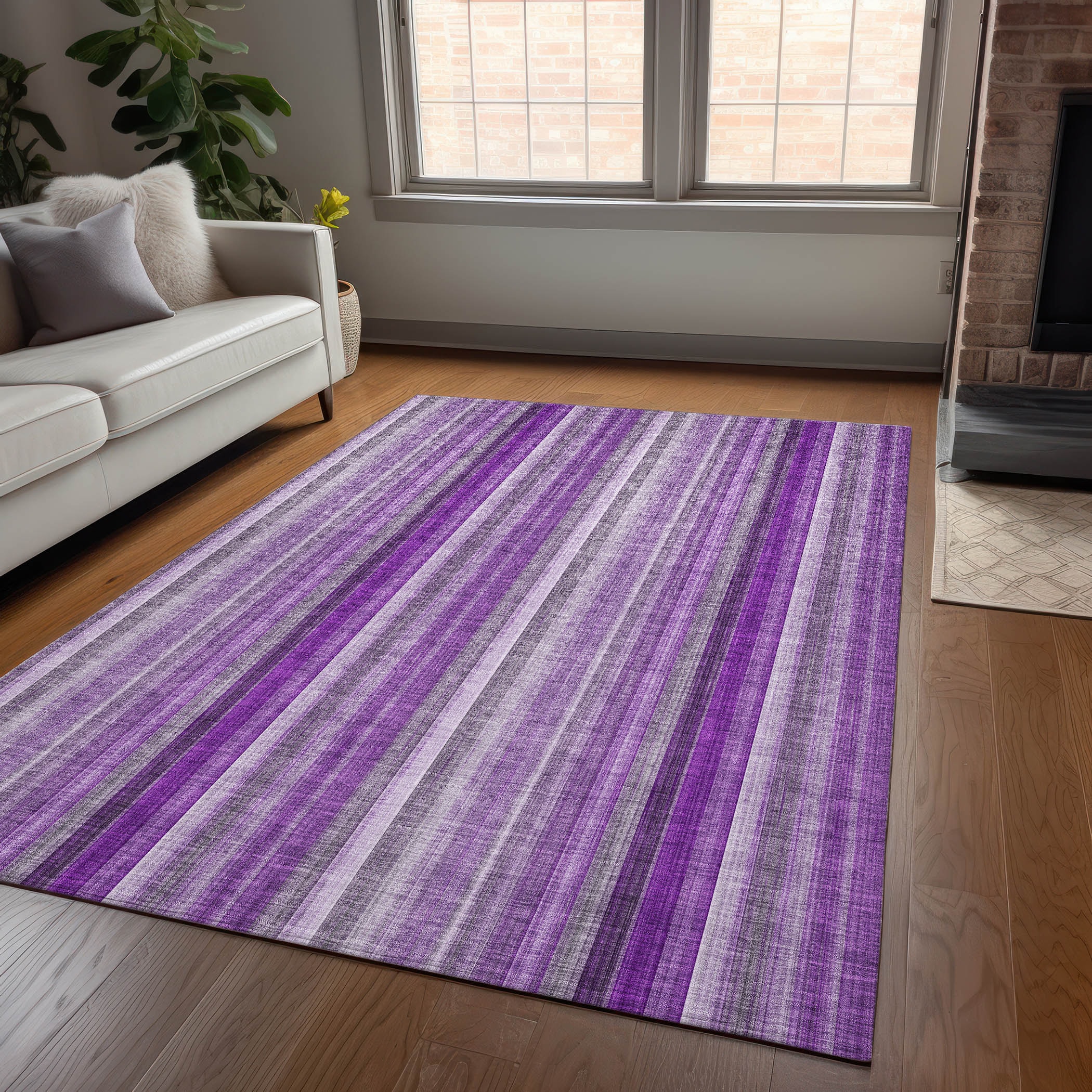 Addison Rugs ACN543PP3X5 Chantille ACN543PP 3 x 5 (ft) Polyester Purple Rectangular Indoor/Outdoor Geometric Machine washable Area rug