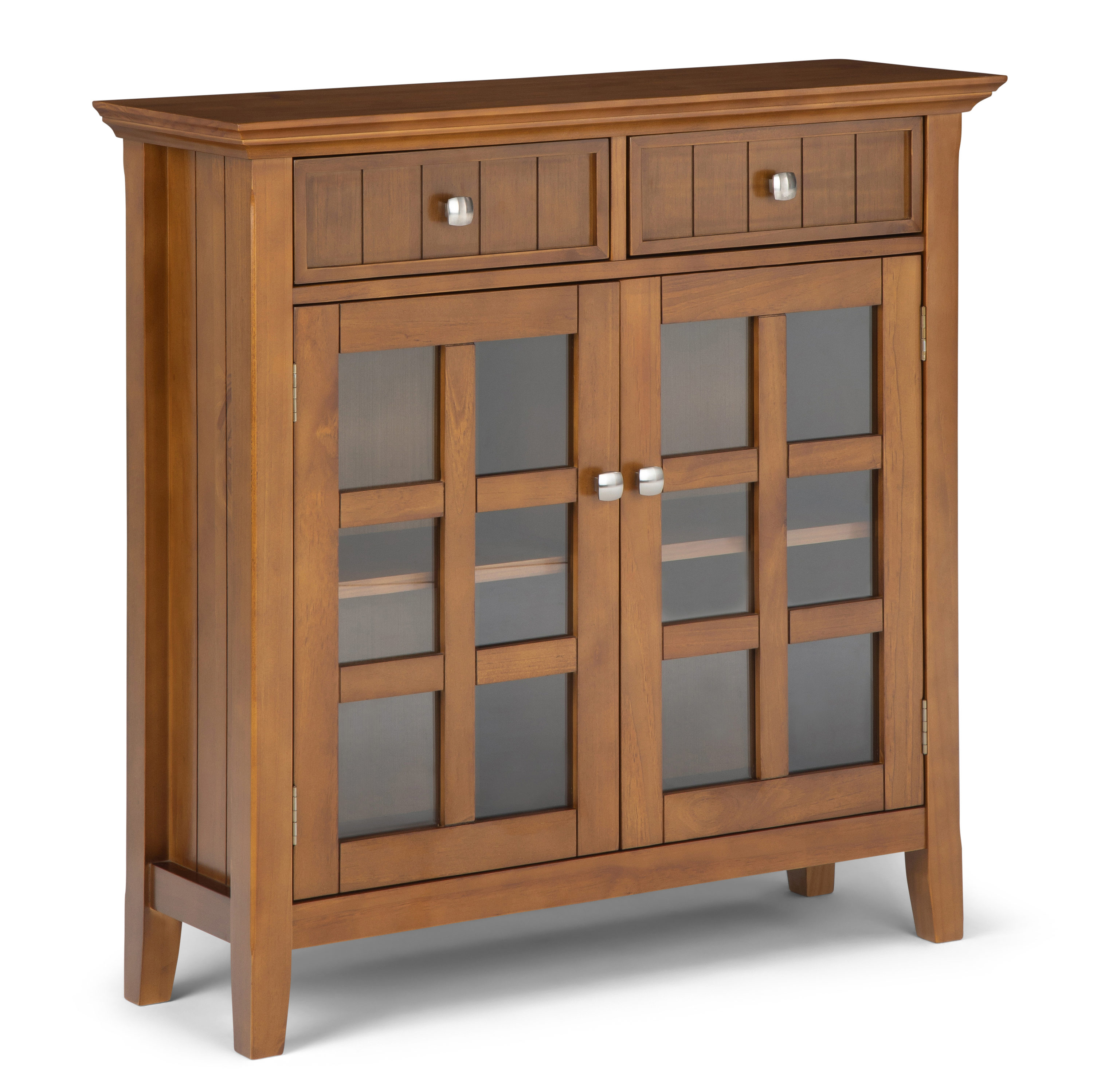 Simpli Home AXCRACA47-LGB Acadian Light Golden Brown Transitional Wood Media Cabinet