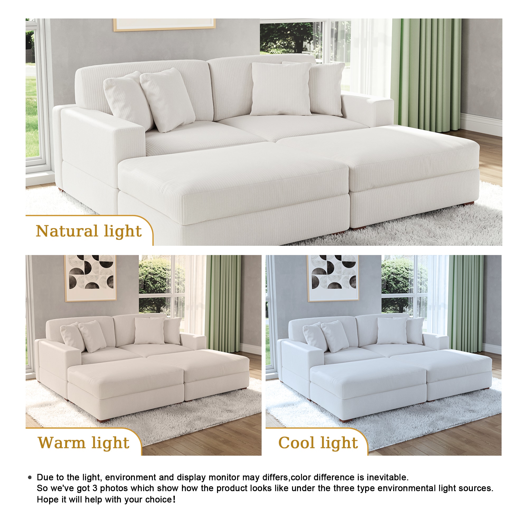 Dreamsidea CS7-BEI-L-R-OTX2 Sofas-Loveseats - View #6