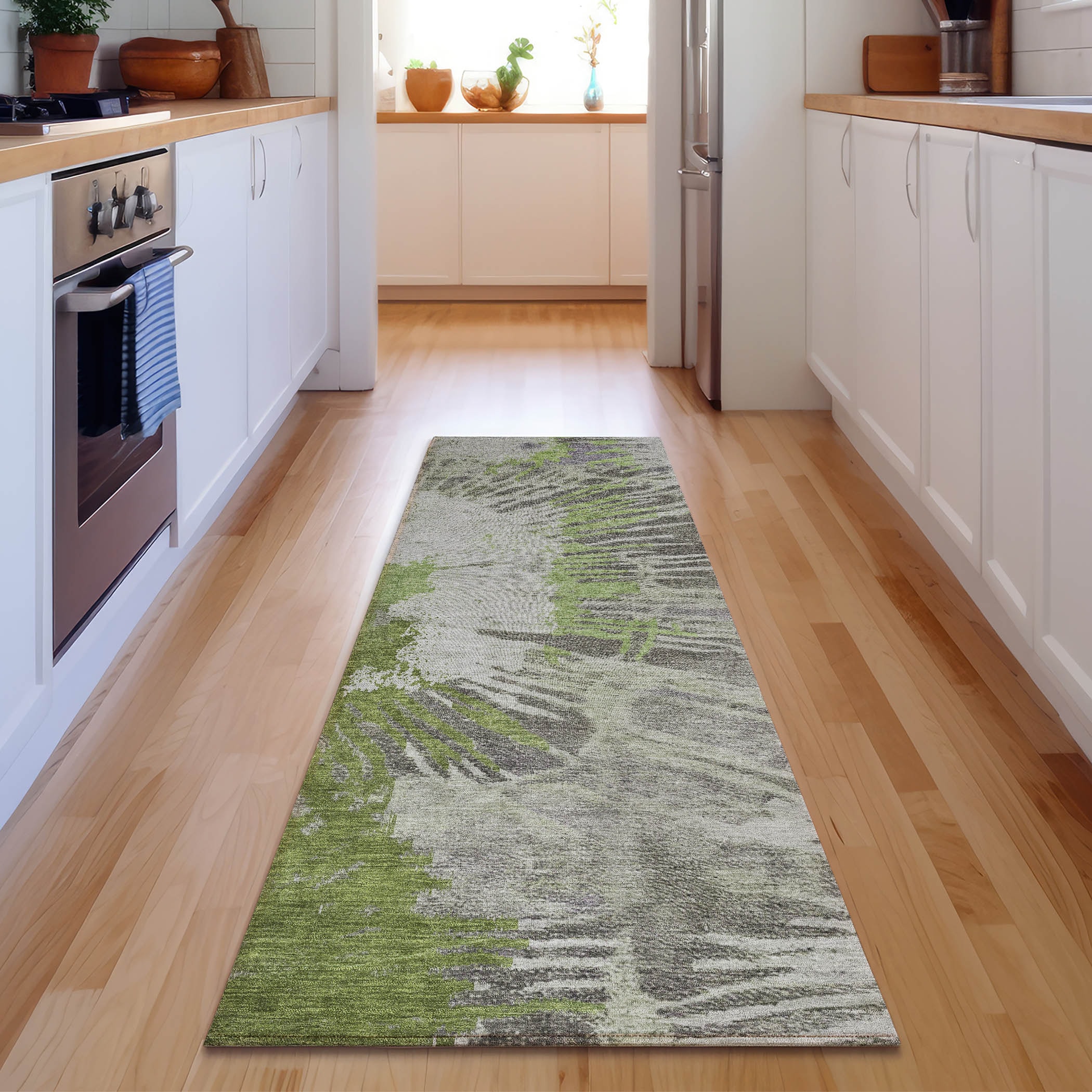 Addison Rugs AMF645OL2X8 Mayfield AMF645OL 2 x 7 (ft) Polyester Green Rectangular Indoor Abstract Machine washable Runner rug