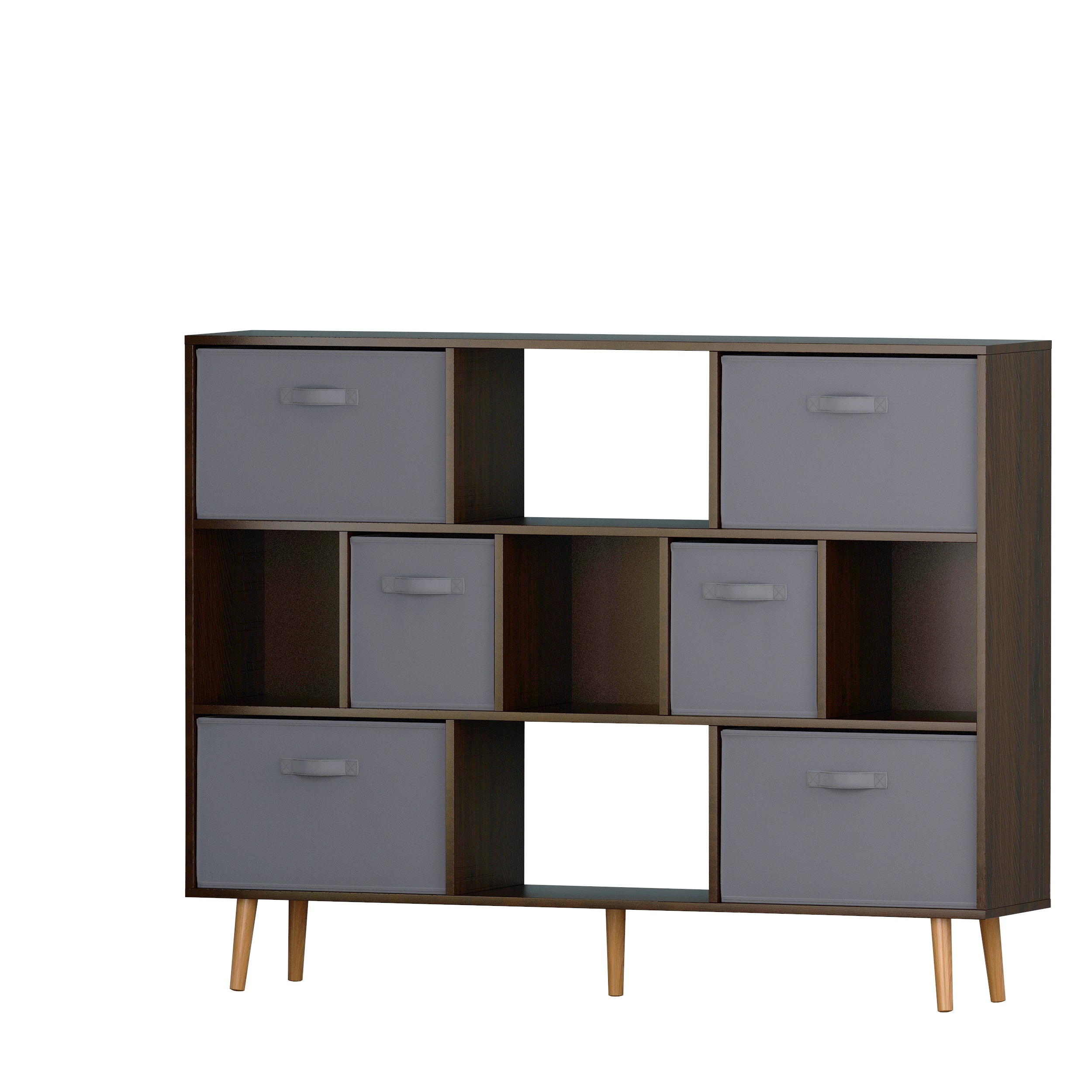 Outopee LO1G51000447 Grey Wood 4 -Shelf Modular Bookcase ( 55.12-in W x 42.13-in H x 11.82-in D ) Finished