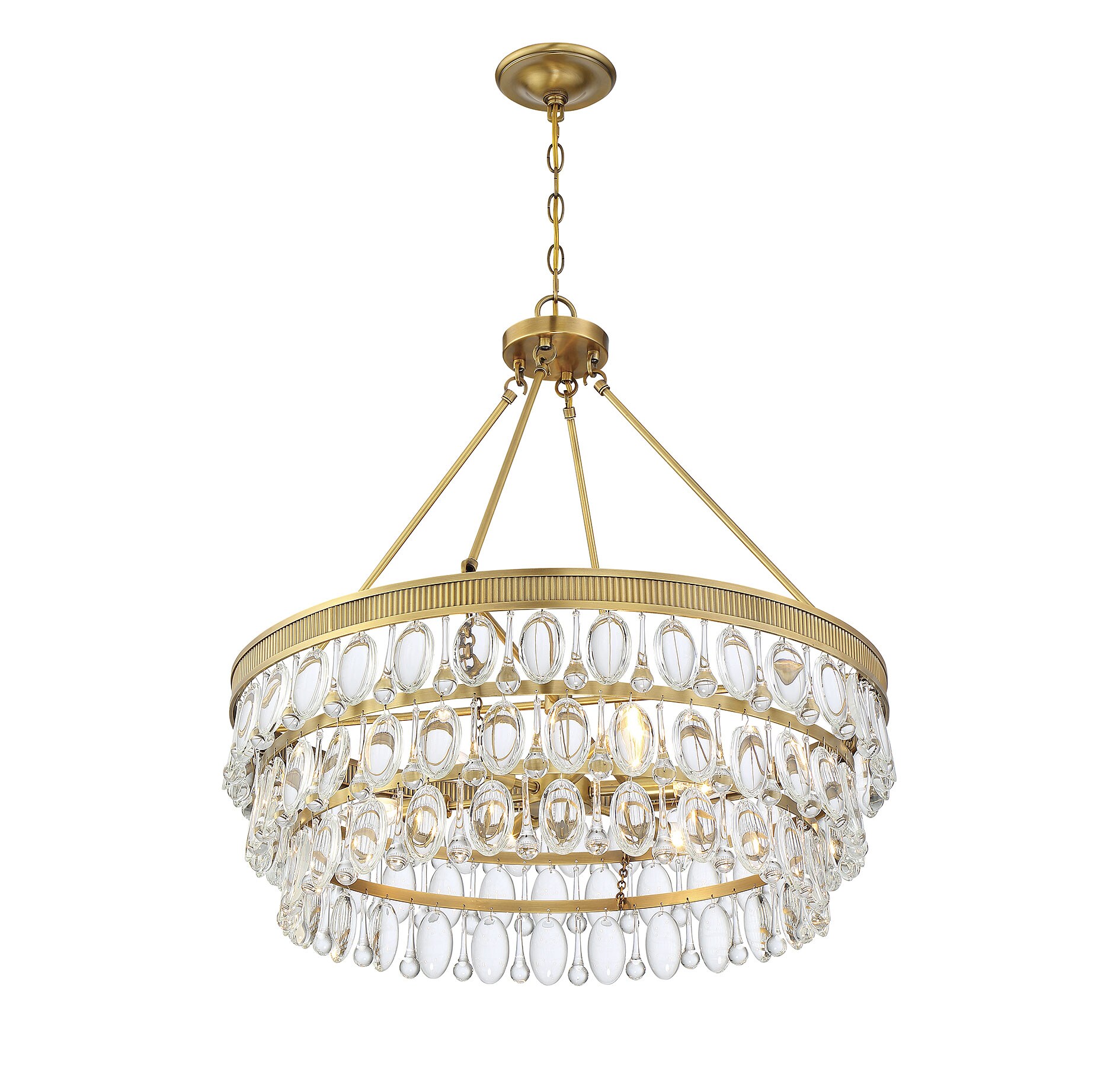 Windham 28" Warm Brass and Crystal 6-Light Pendant