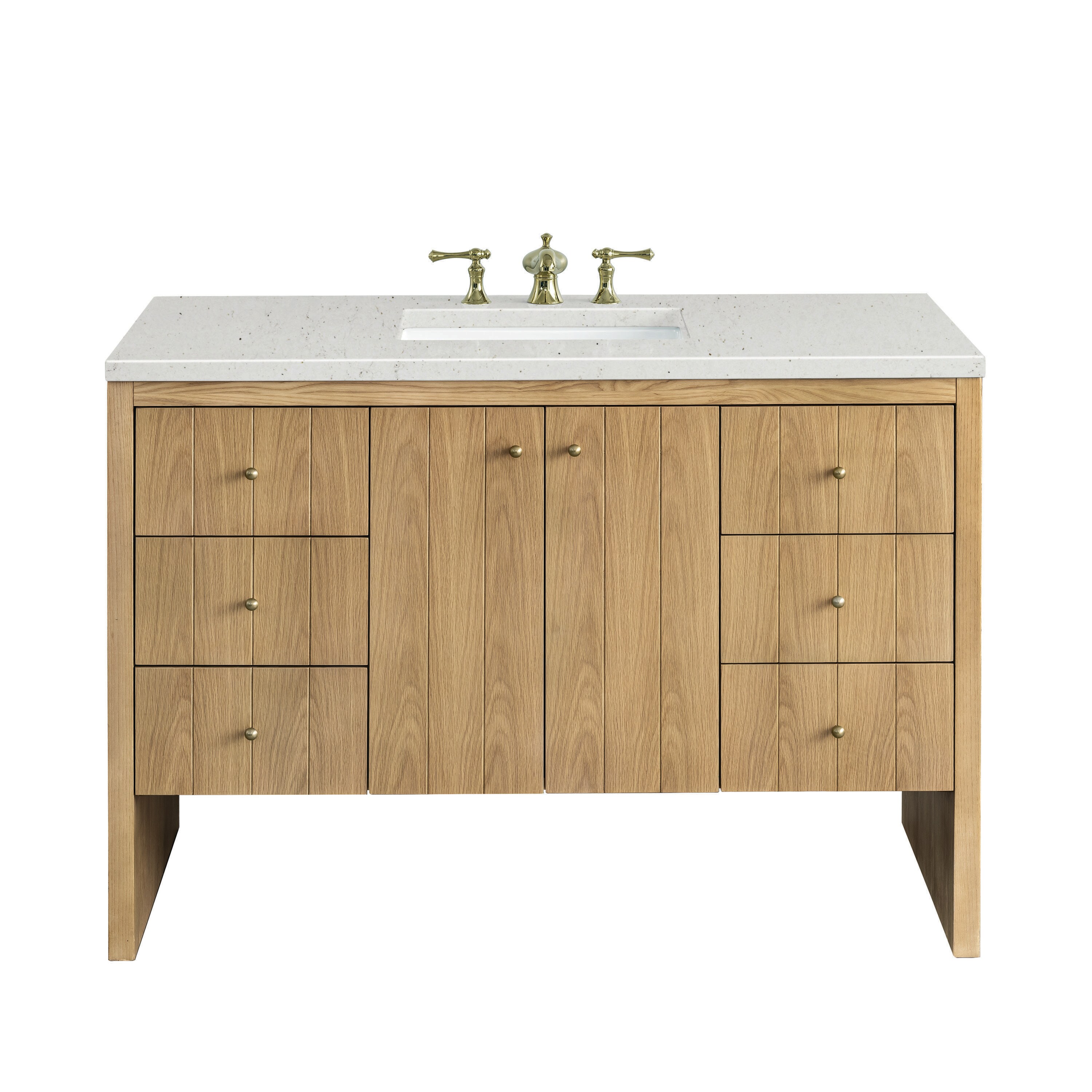 James Martin Vanities 435-V48-LNO-3LDL Hudson 48-in Light Natural Oak Undermount Single Sink Bathroom Vanity with Lime Delight Quartz Top