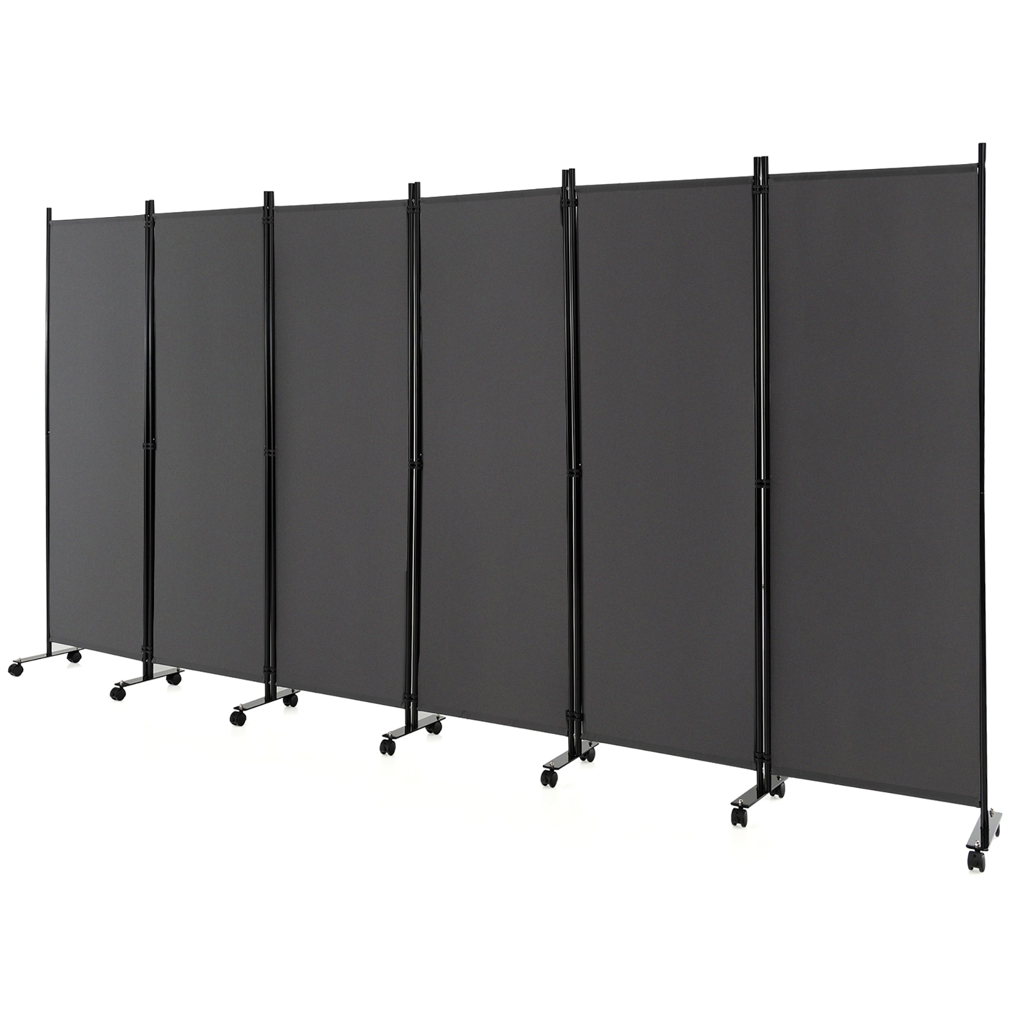 Goplus LWS00397 6 -Panel Gray Fabric Folding Contemporary/Modern Style Room Divider