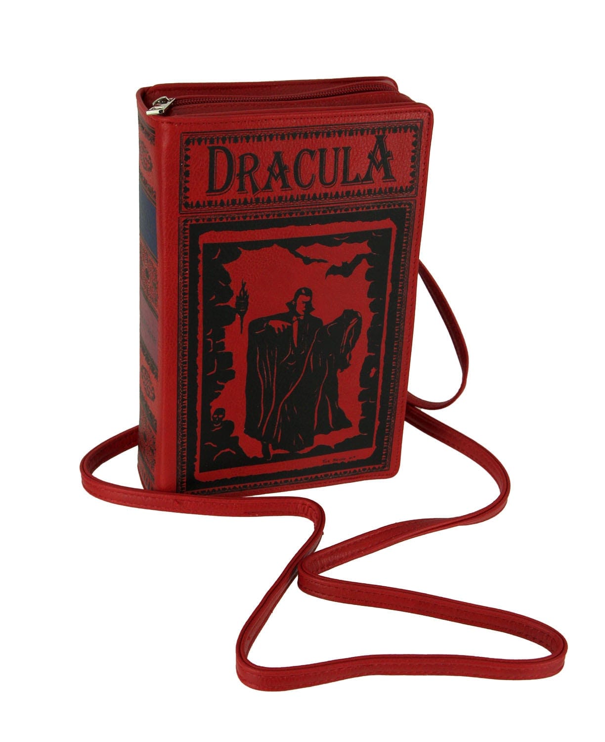 Things2Die4 CM-T89143UB-RD Red and Black Book of Dracula Vinyl Handbag Novelty Clutch Purse Crossbody Bag