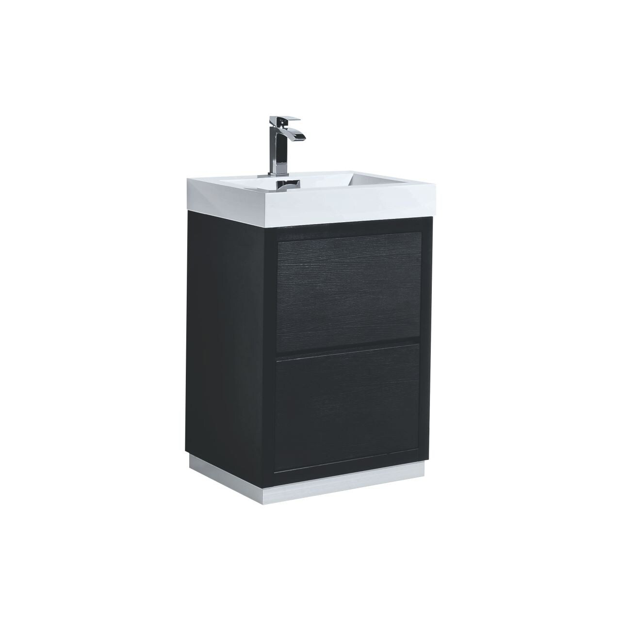 KubeBath - FMB24-BK Bliss 24 inch Black Free Standing Modern Bathroom Vanity