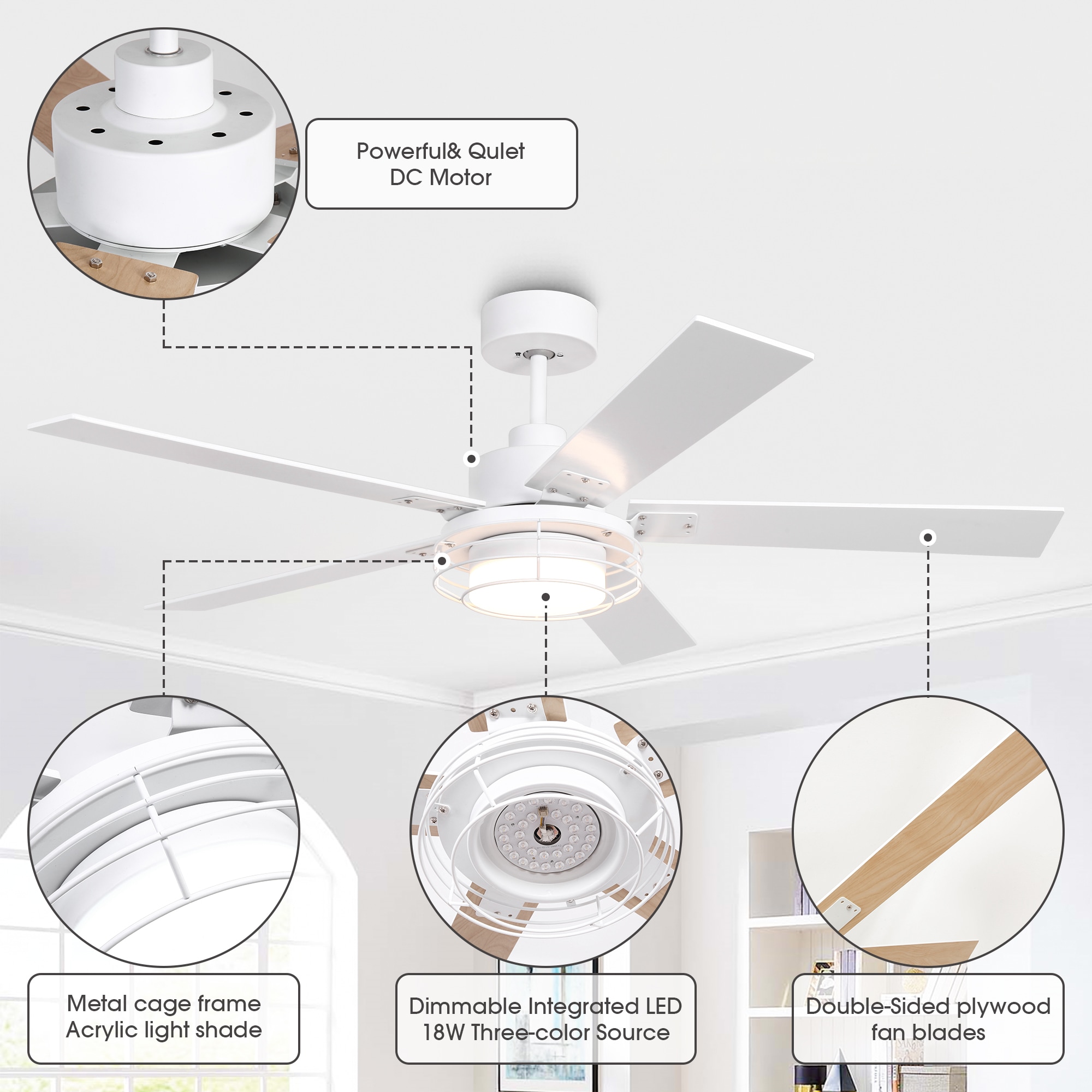 IHOMEadore MDF6002WH Ceiling-Fans - View #7