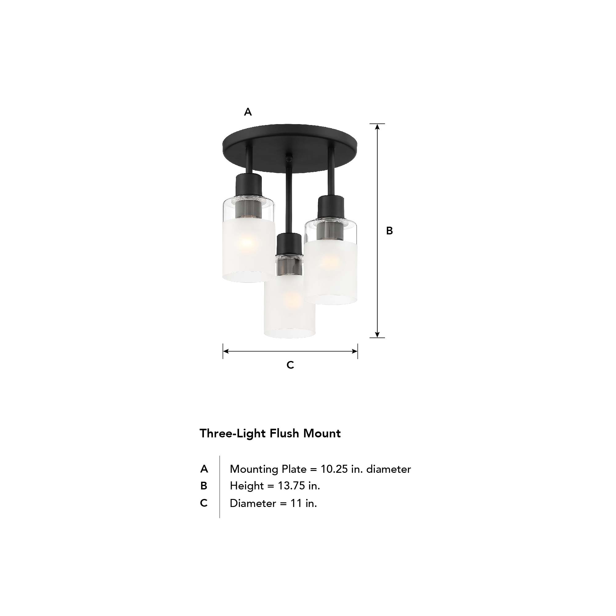 Cedar Lane 11" Matte Black Semi-Flush Ceiling Light with Glass Accents