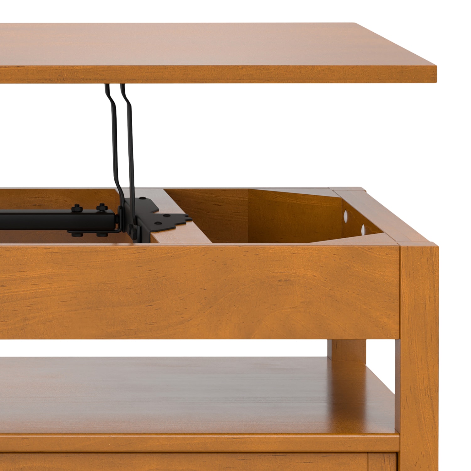 Light Golden Brown Solid Wood Lift-Top Coffee Table with Storage