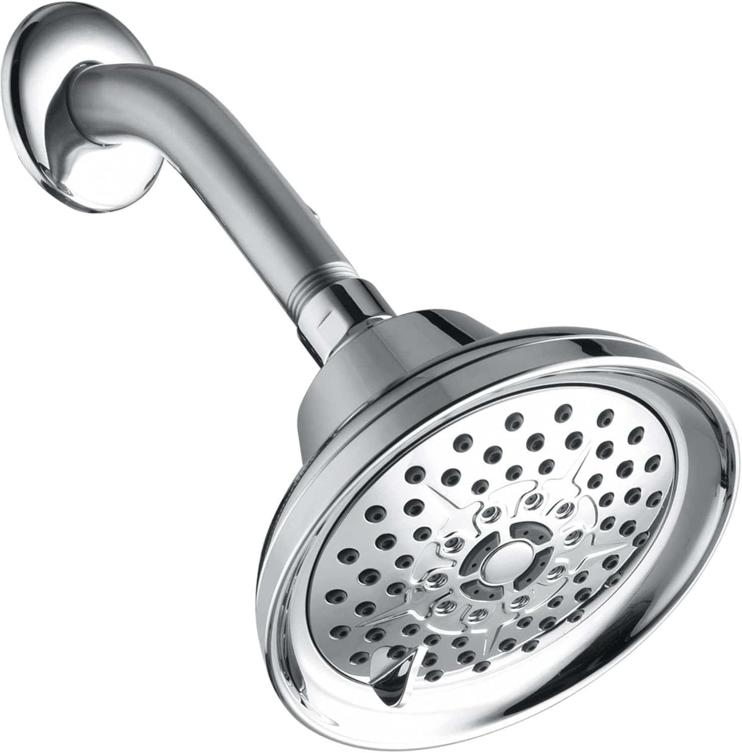 waterpar WPLO-SH32 6 -Settings Chrome 4.9-in Round Fixed High Pressure Rain Shower Head 2.5 GPM