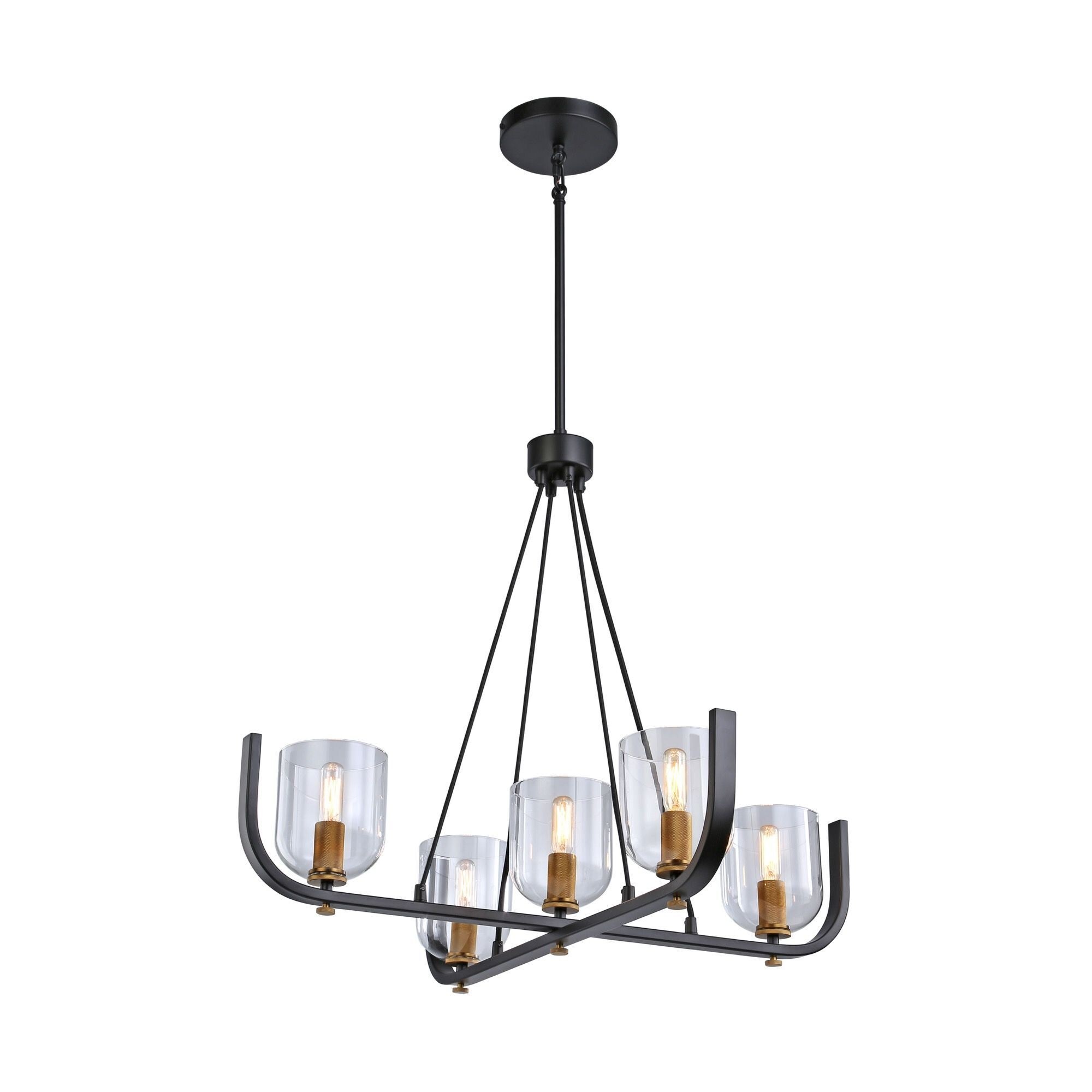 ARTCRAFT Cheshire 5 - Light - Black/Brass / Multicolor Glass / Metal Chandelier