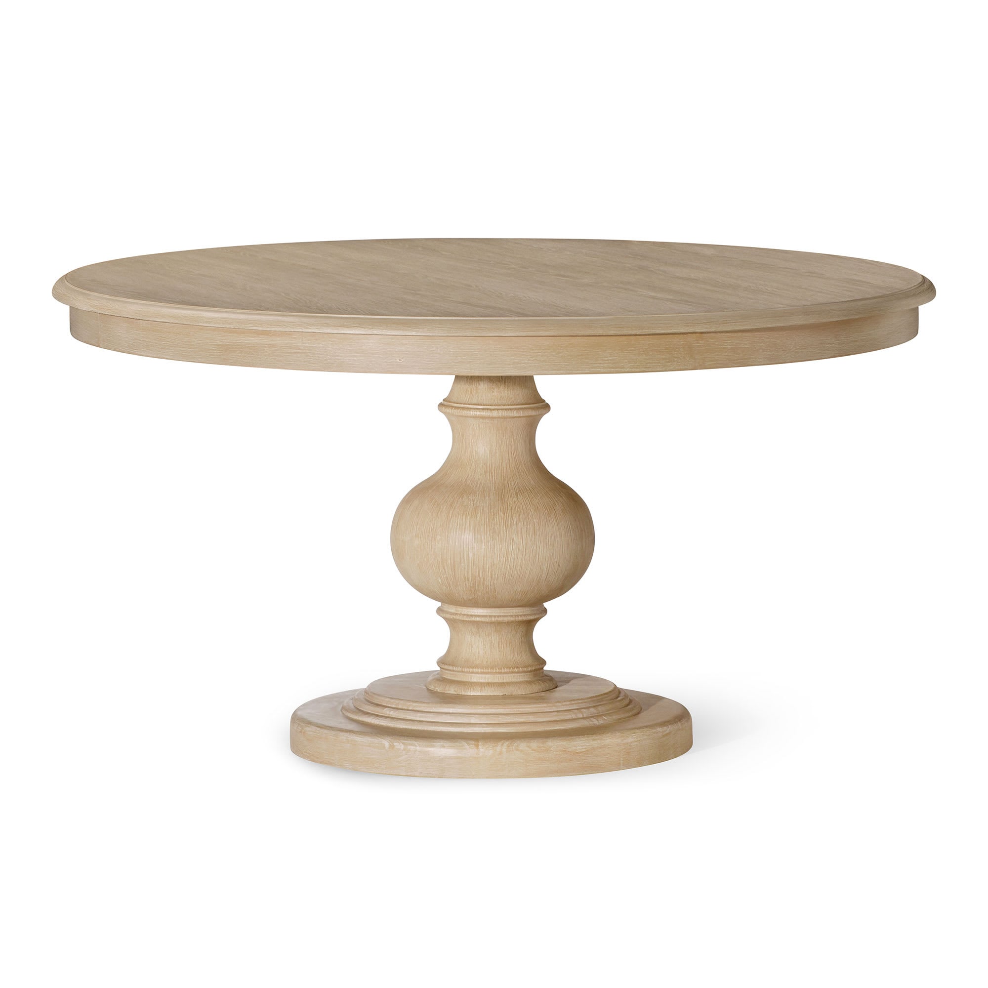 Maven Lane 393587 Zola Traditional Large Round Circle Wooden Pedestal Dining Table for Modern Kitchen Bistro or Card Table in Antiqued White Finish