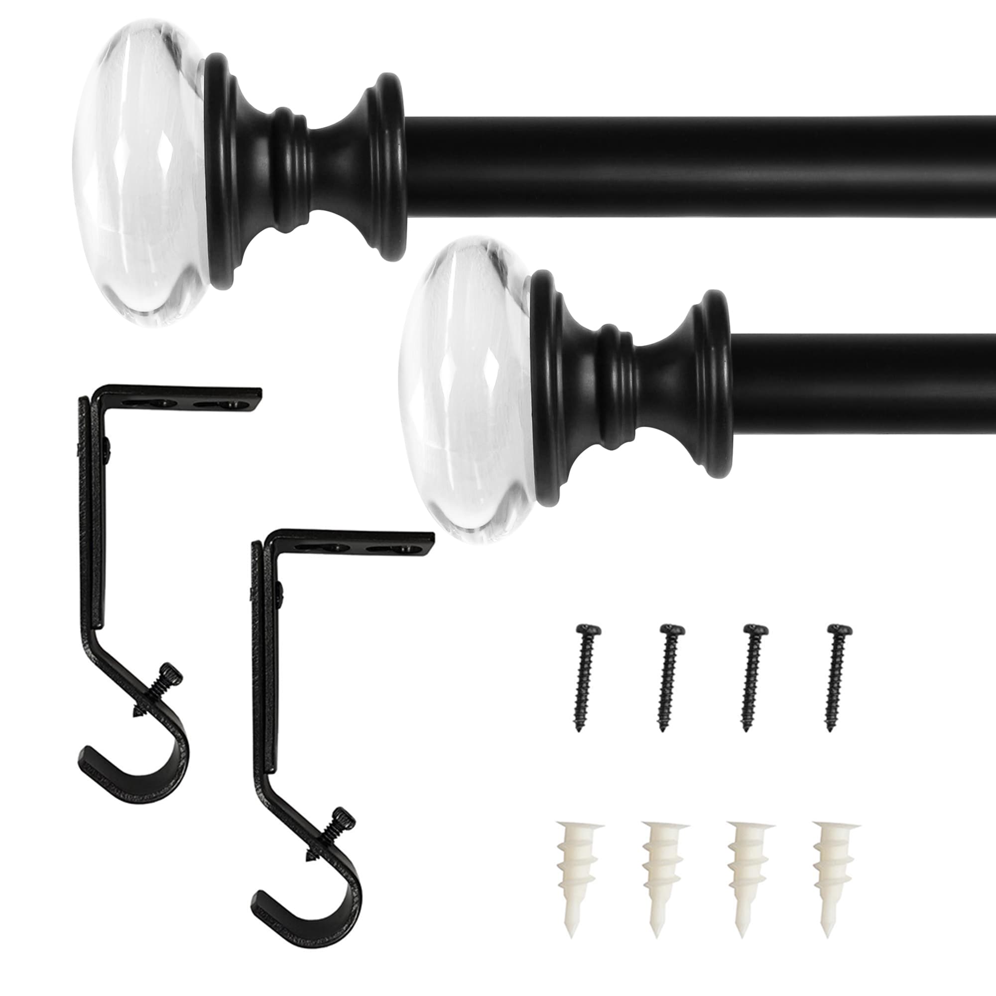 Lumi Home Furnishings 36-in to 66-in Matte Black Steel Curtain Rod Set ...