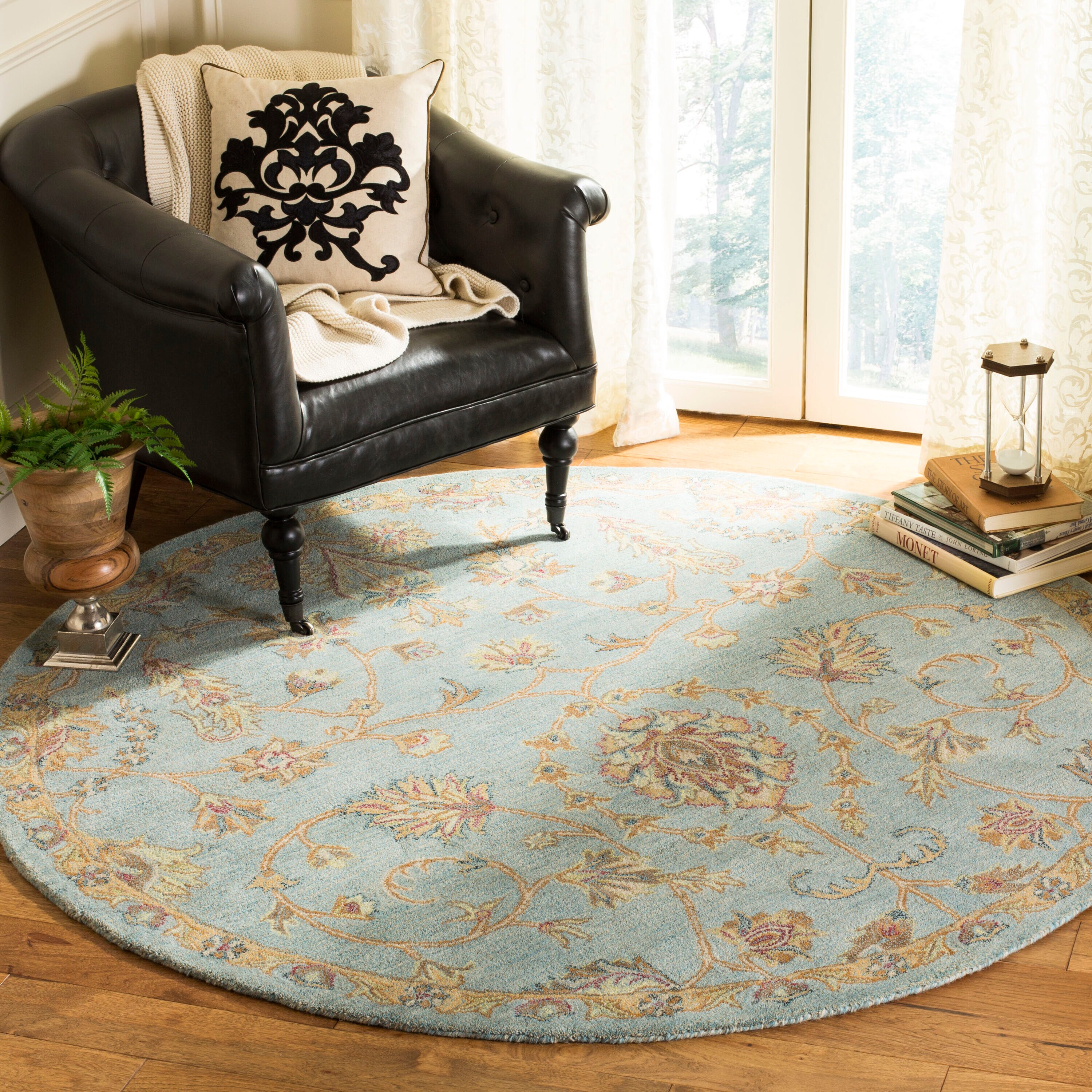  Heritage 274 Light Blue/Multi Traditional 6ft x 6ft Round Rug