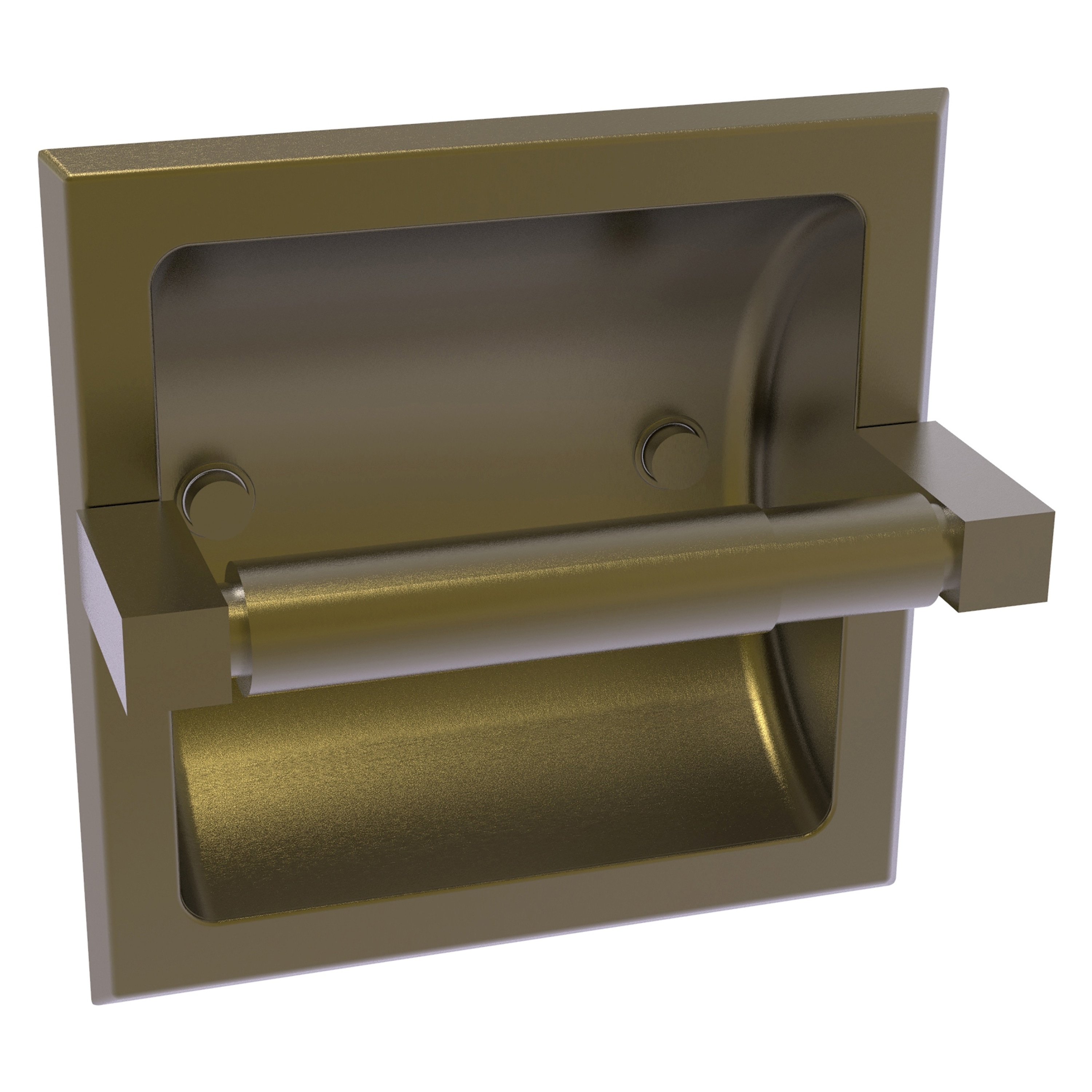 Allied Brass MT-24C-ABR Montero Antique Brass Recessed Double post Toilet Paper Holder 1 -Rolls with Storage