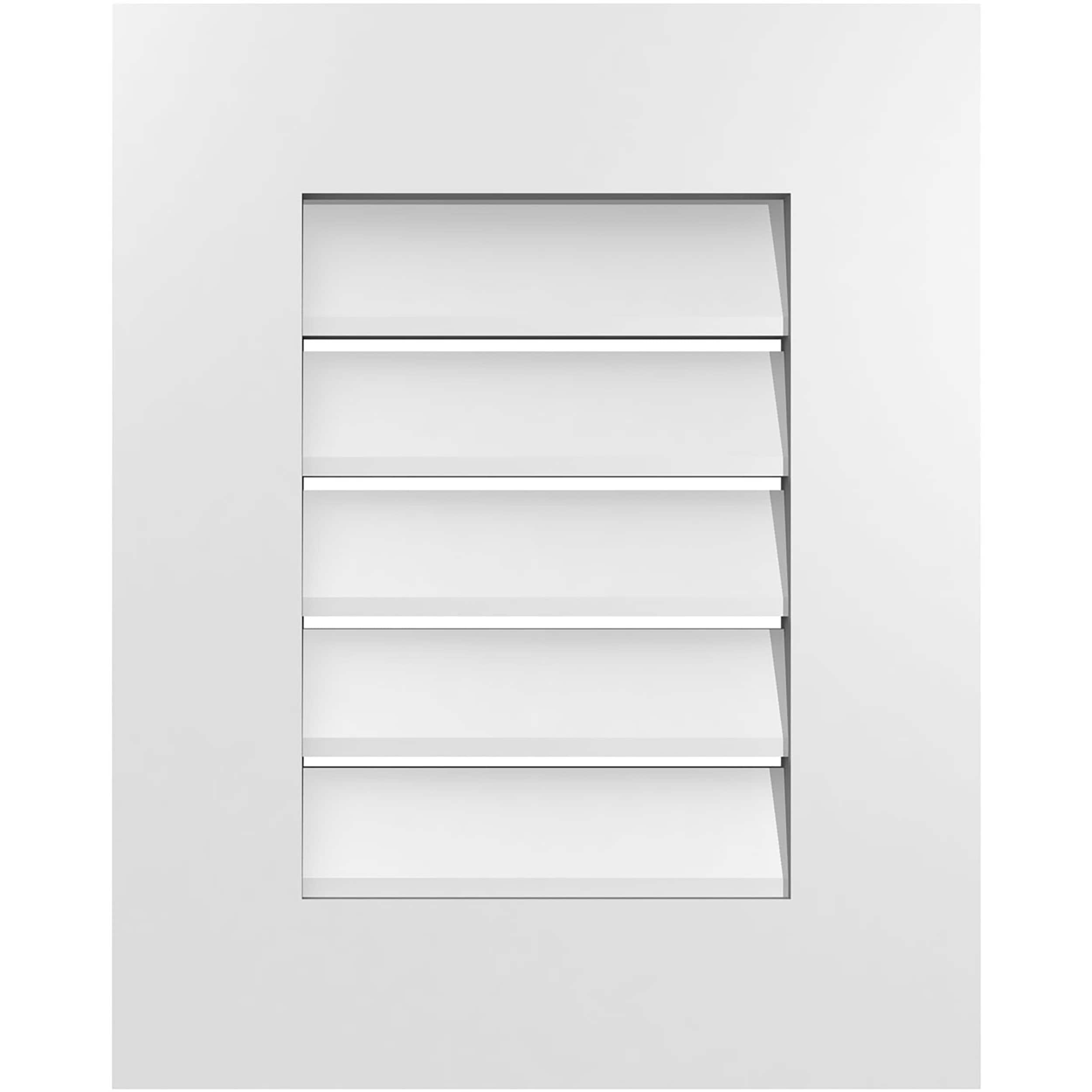 Ekena Millwork GVPVE16X2001SF 16-Inches x 20-Inches Off-white Rectangle PVC Gable Louver Vent