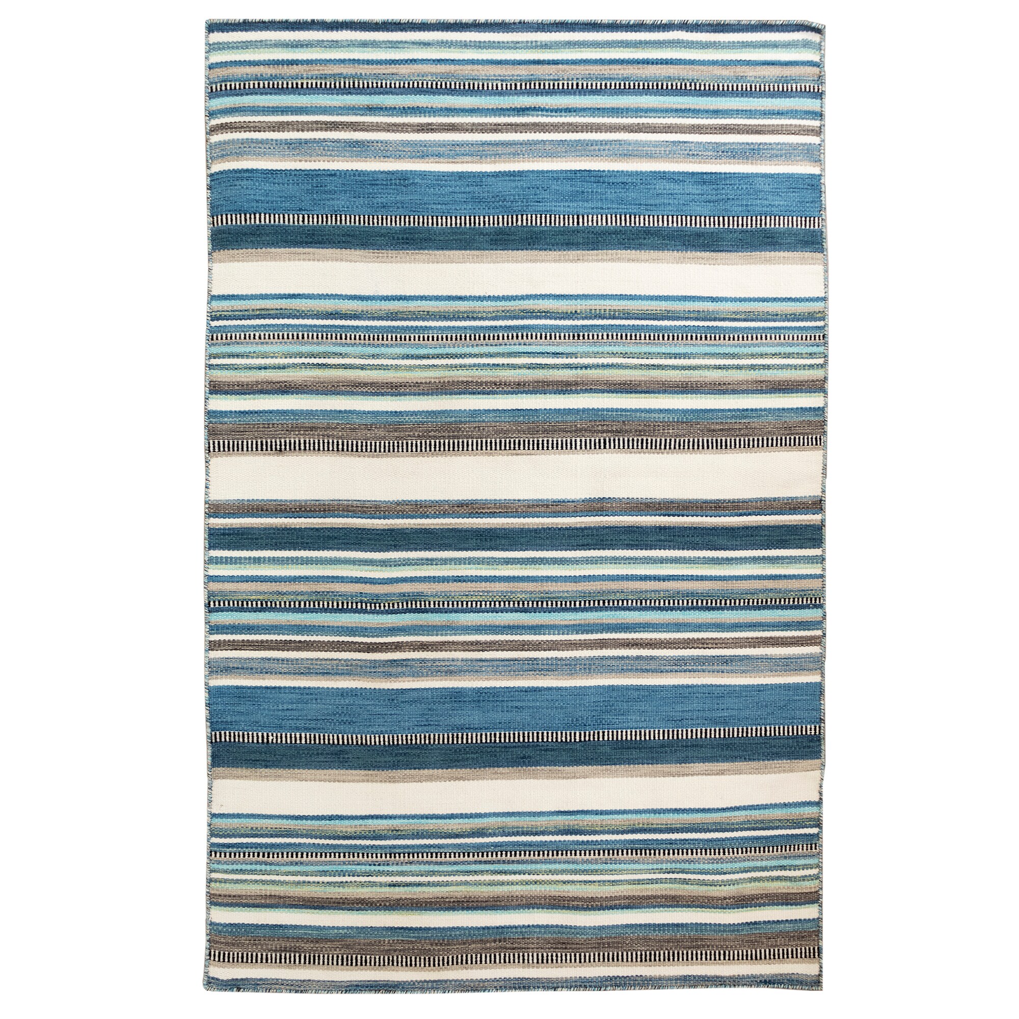 Seascape Stripe Handmade 4' x 6' Reversible Synthetic Rug