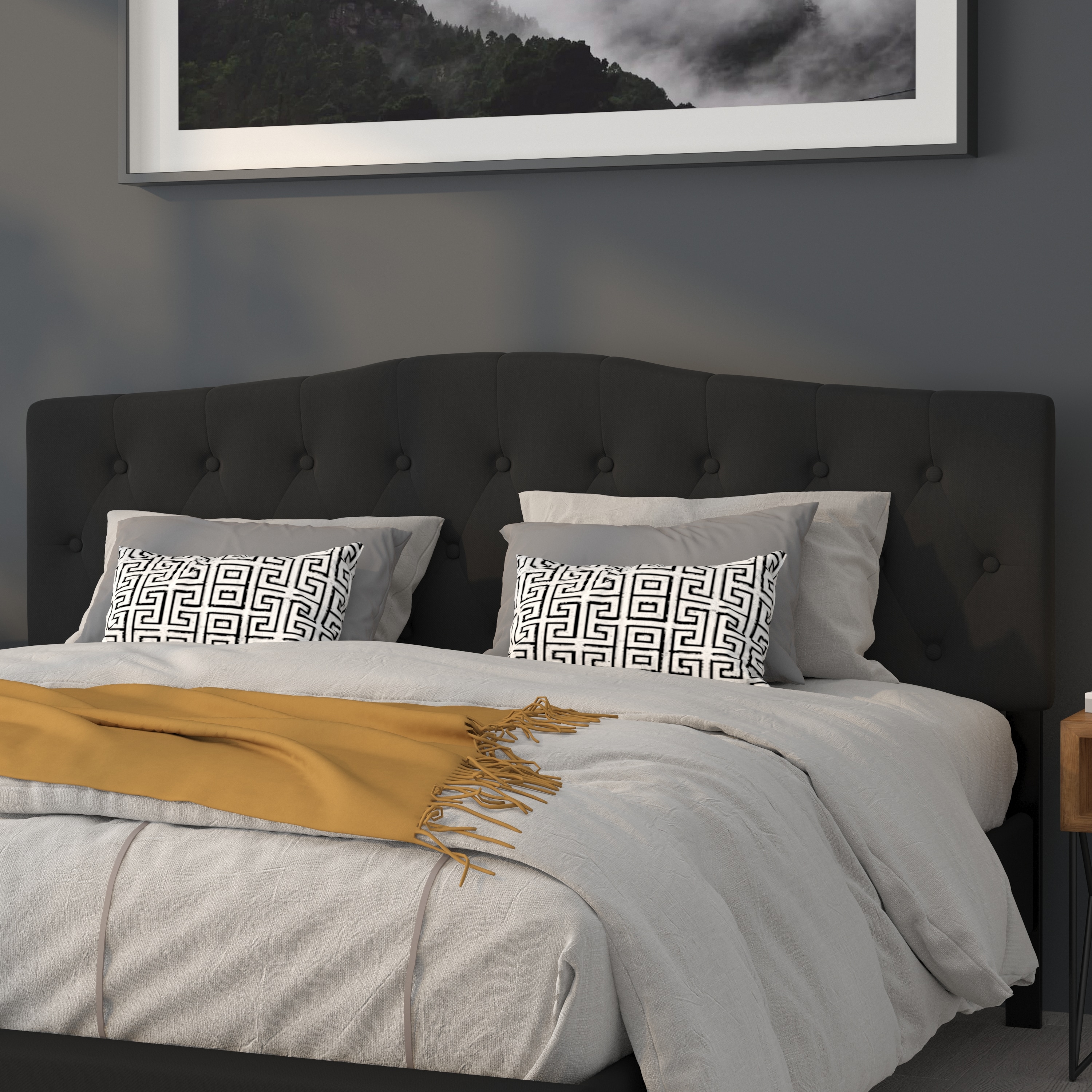 Flash Furniture 889142219934 Cambridge Black King Polyester Upholstered Headboard