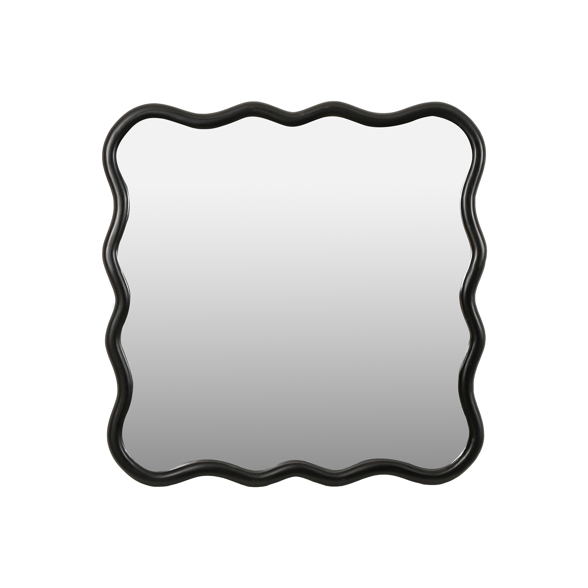 SINOFURN SYD240006BK 35.8-Inches W x 35.8-Inches H Irregular Black Framed Wall Mirror