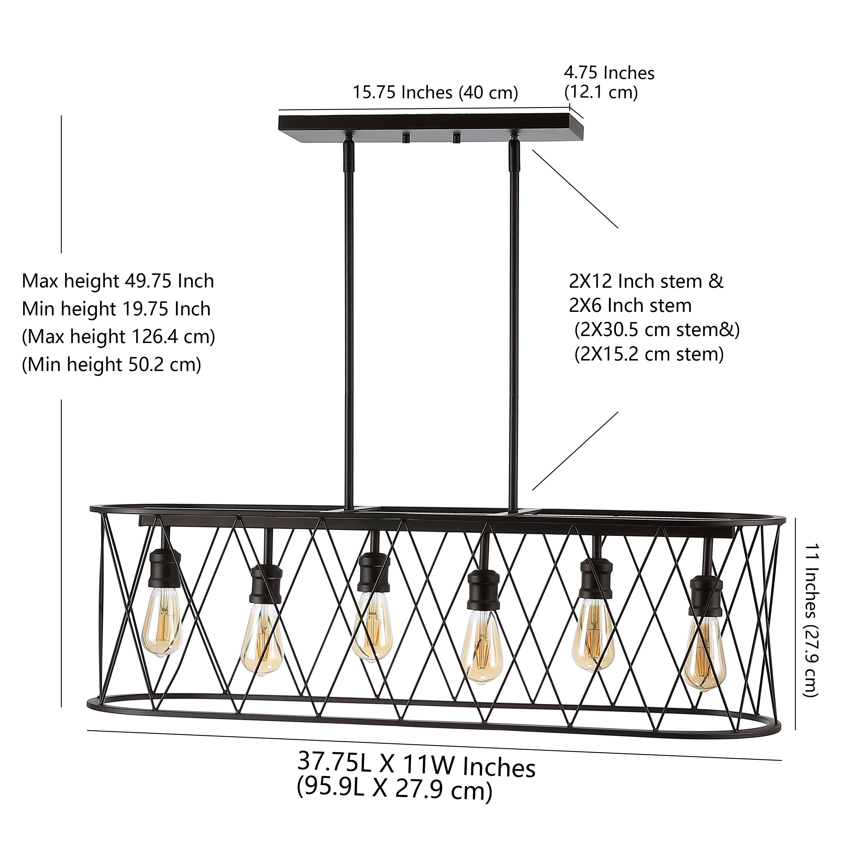 Marion 37.75" Oil-Rubbed Bronze Farmhouse LED Pendant