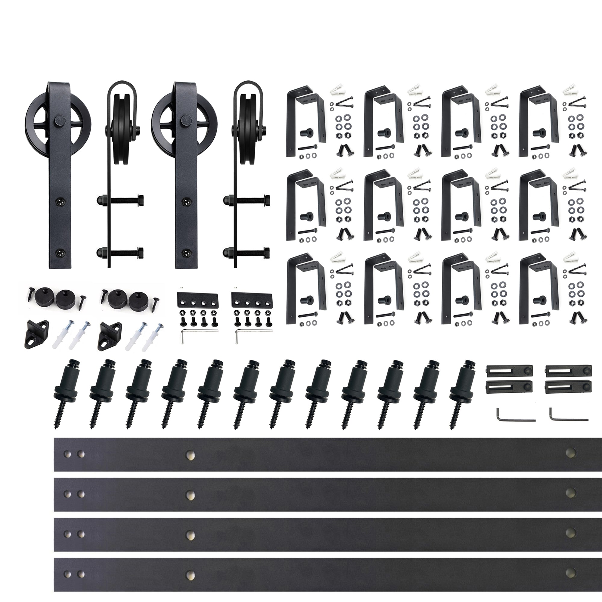 HOMACER 180-in Rustic Black Indoor J-strap Double Bypass Barn Door Hardware Kit YT5TGH180C Sansujyuku sansujyuku.com