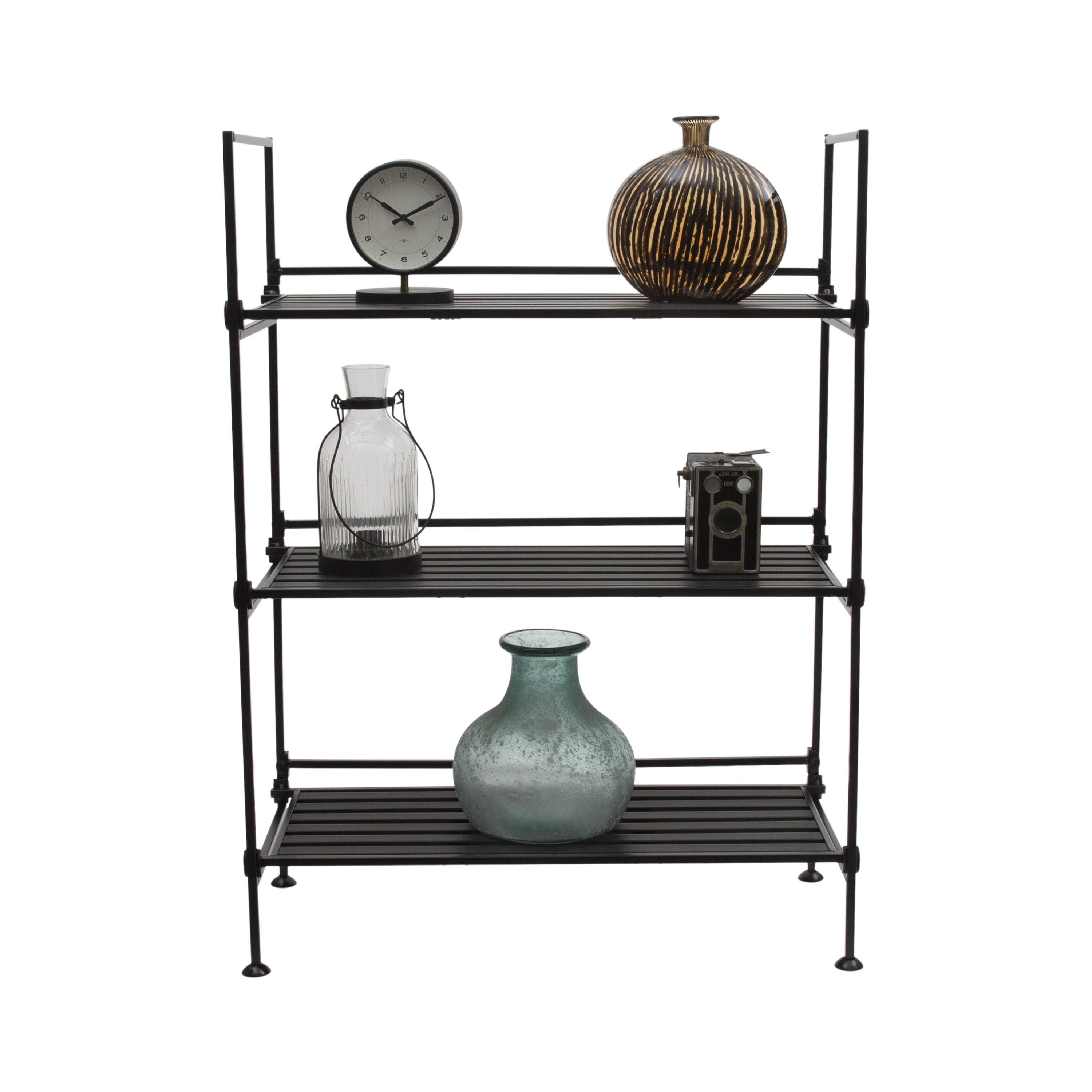 Organize It All Black 3-Tier Metal Freestanding Bathroom Shelf (13-in x  34-in x 11-in)