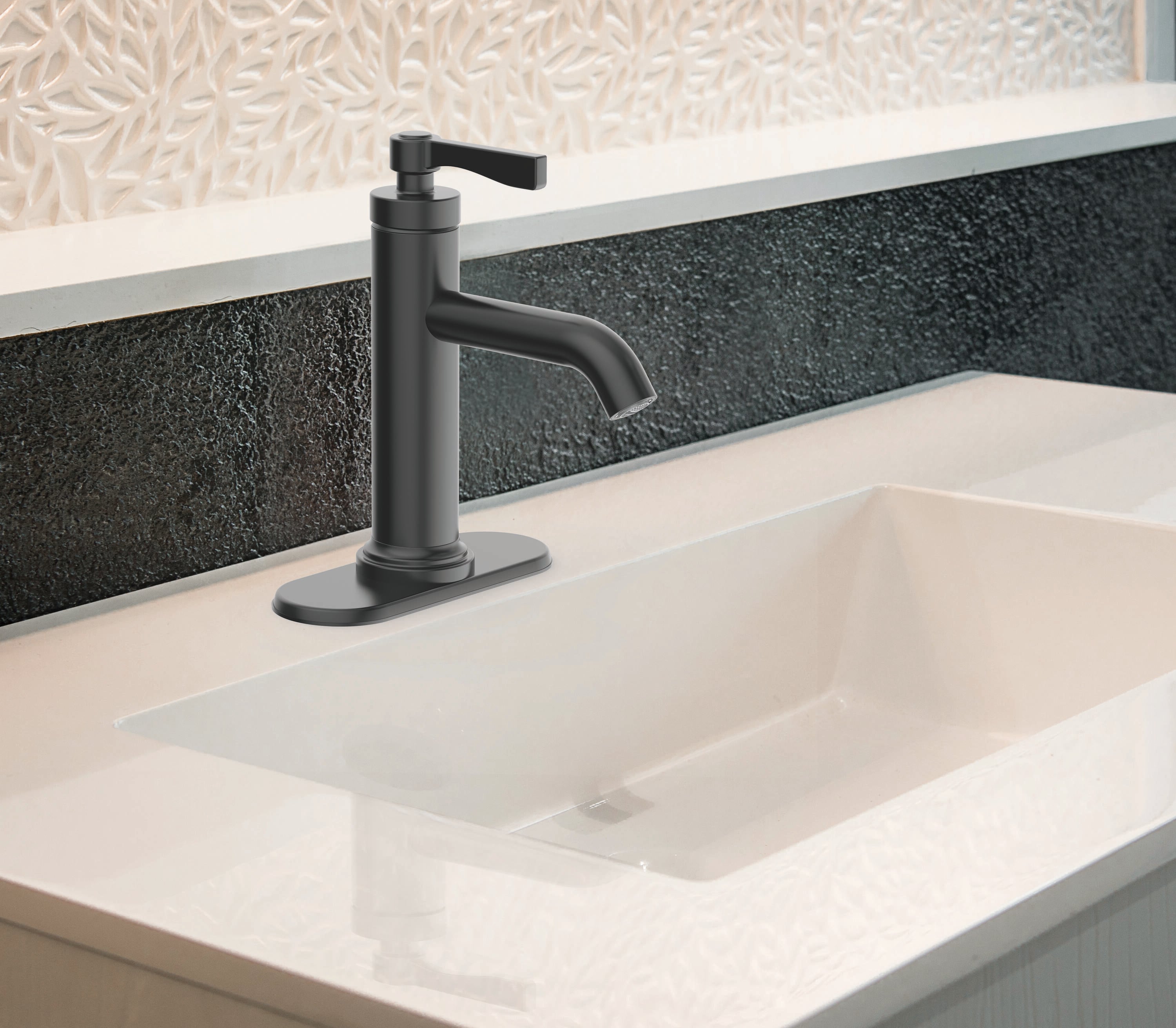 allen + roth Townley Matte Black 4in centerset 1Handle WaterSense