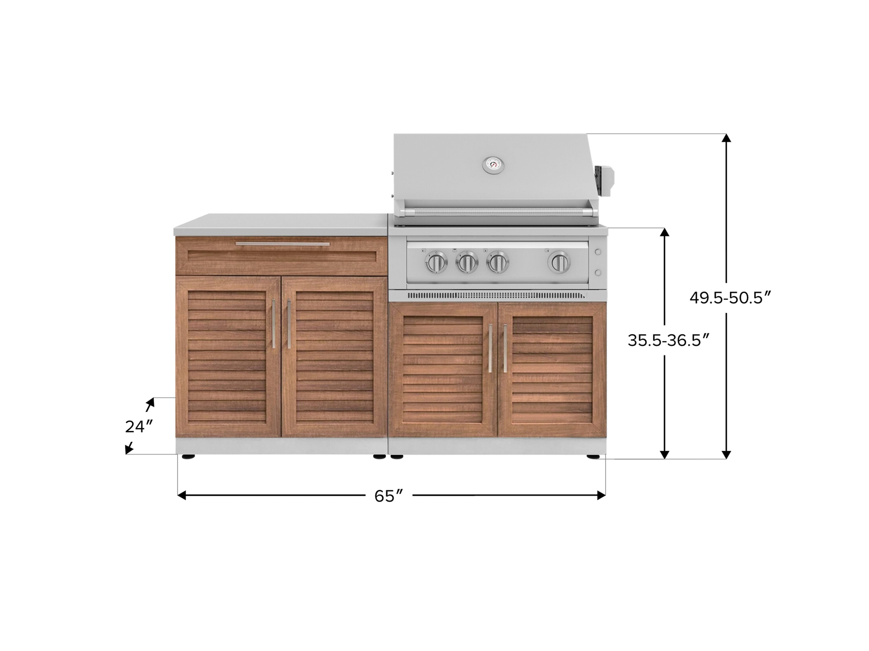 NewAge Products Outdoor Kitchen Stainless Steel 4 Piece Cabinet Set with Bar Grill Cabinet Platinum Grill and Countertop 67288 at Lowes