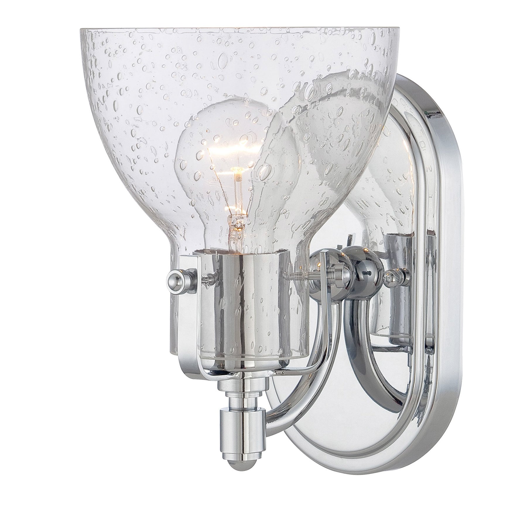 Chrome Clear Seeded Glass Dimmable Wall Sconce
