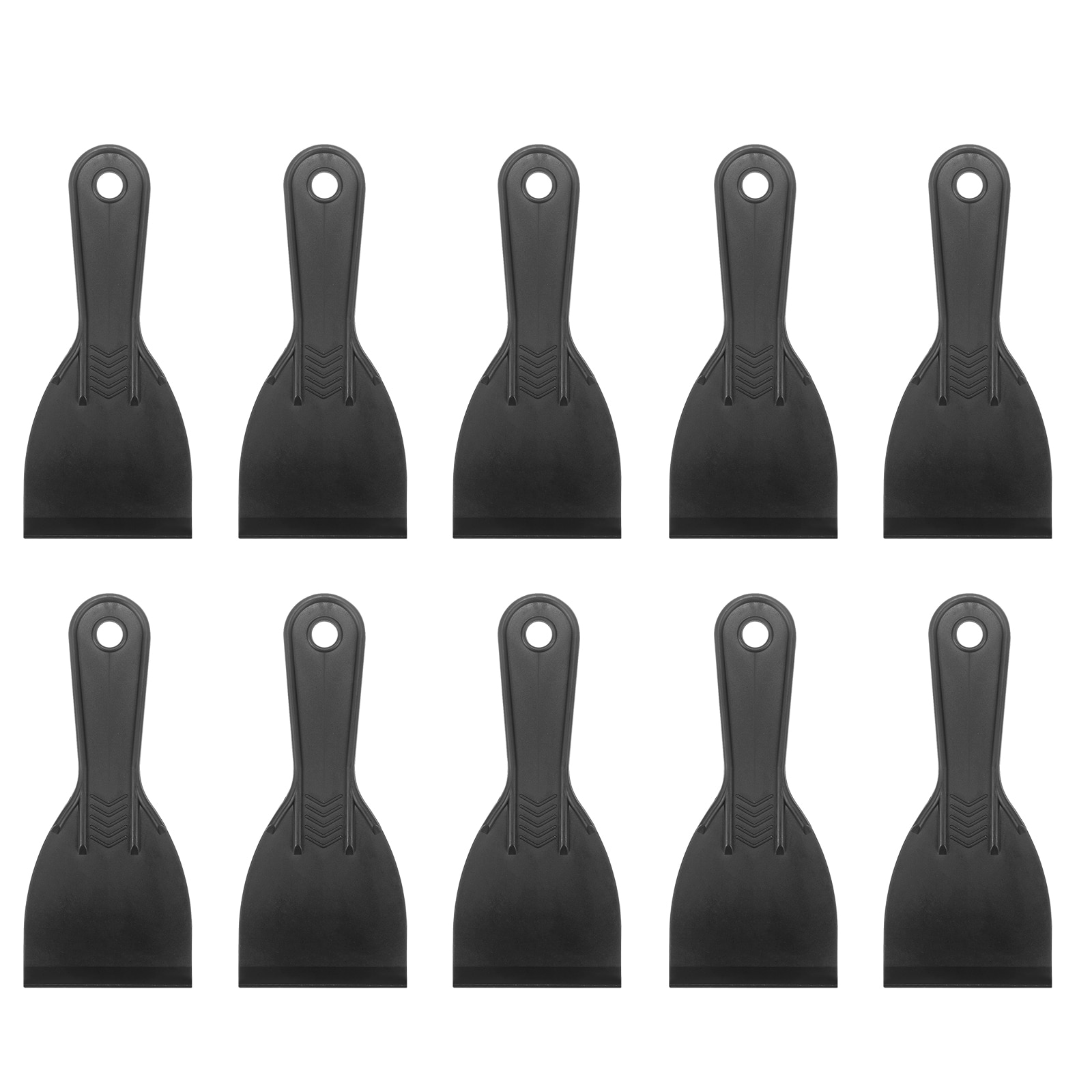 Unique Bargains Putty Scraper 3 Inch Width 6mm Thin Flexible Plastic Putty Knife Black 10pcs