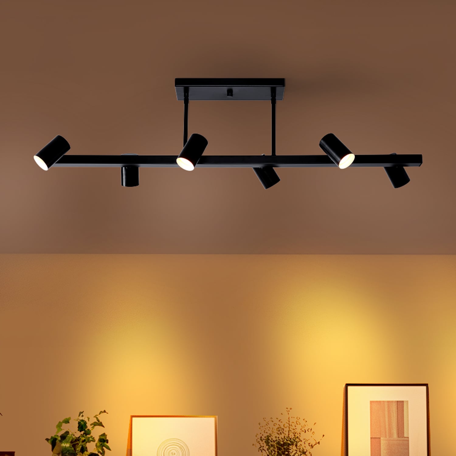 Globe Electric 64000163 Cassian 6 -Light Matte Black Modern/contemporary Integrated LED For Use in Bedrooms, Dining Rooms, Foyers, Kitchens, Living Rooms Chandelier