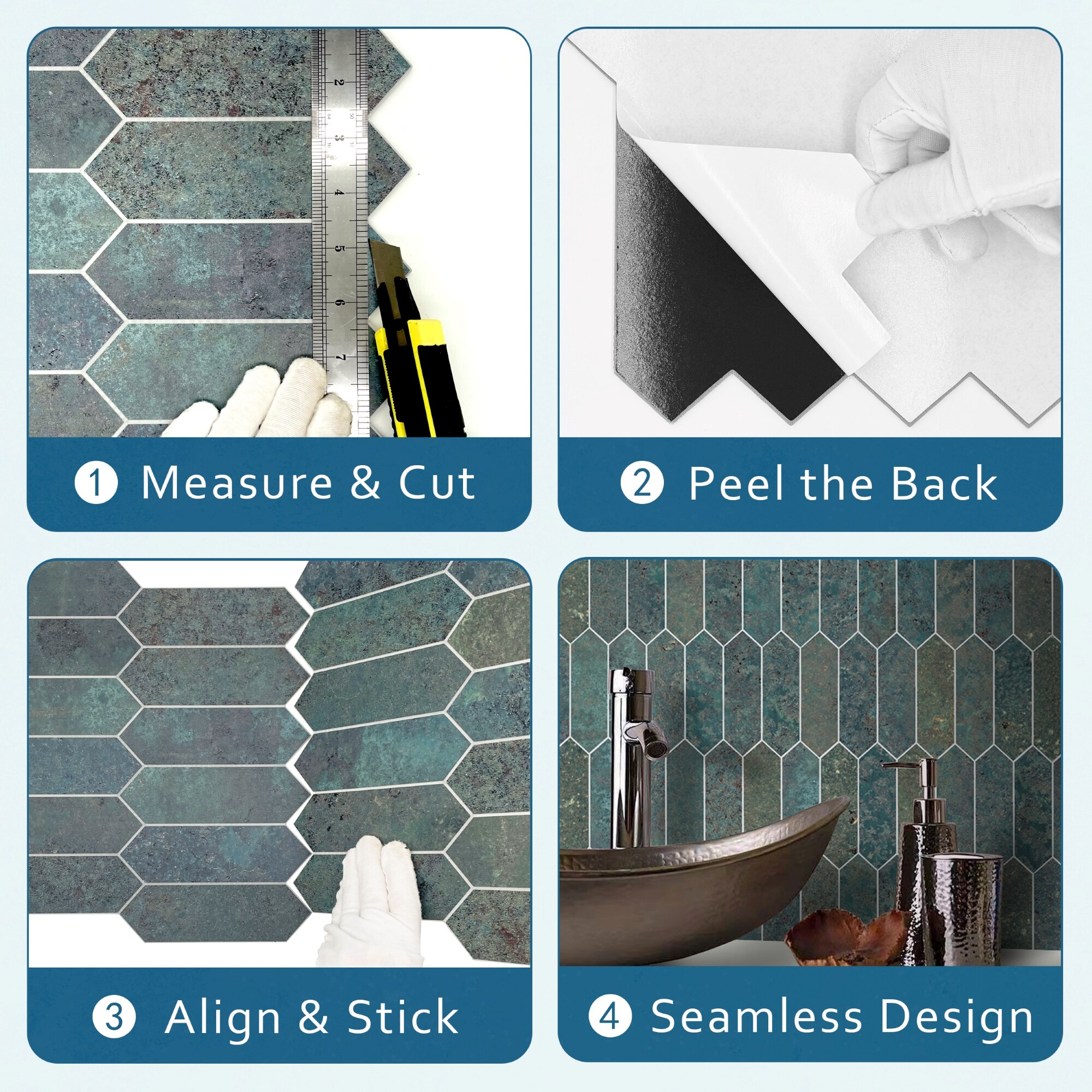 12" x 11.22" Stone Mix Peel & Stick Hexagon Mosaic Tile