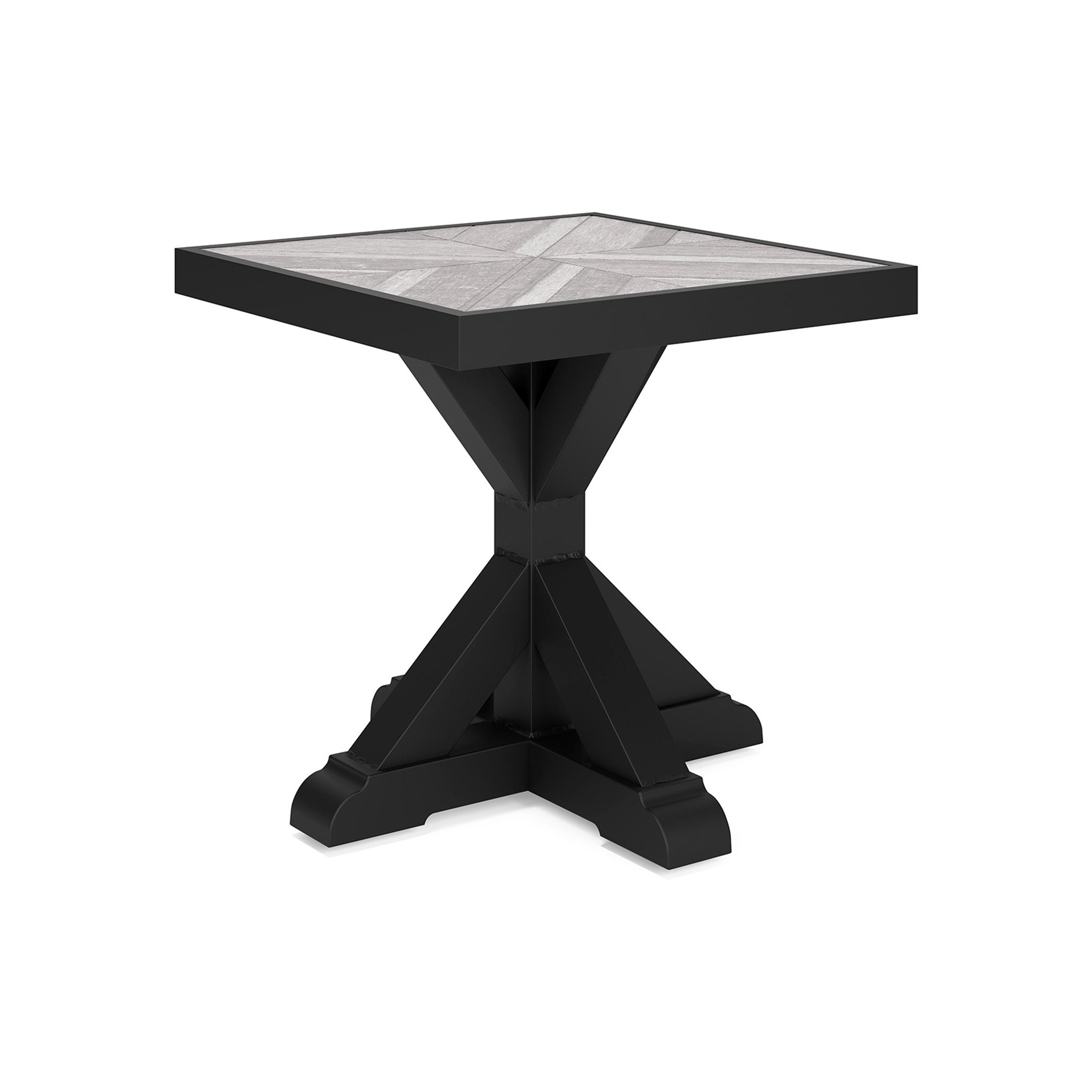 Beachcroft Black and Gray Square Outdoor End Table