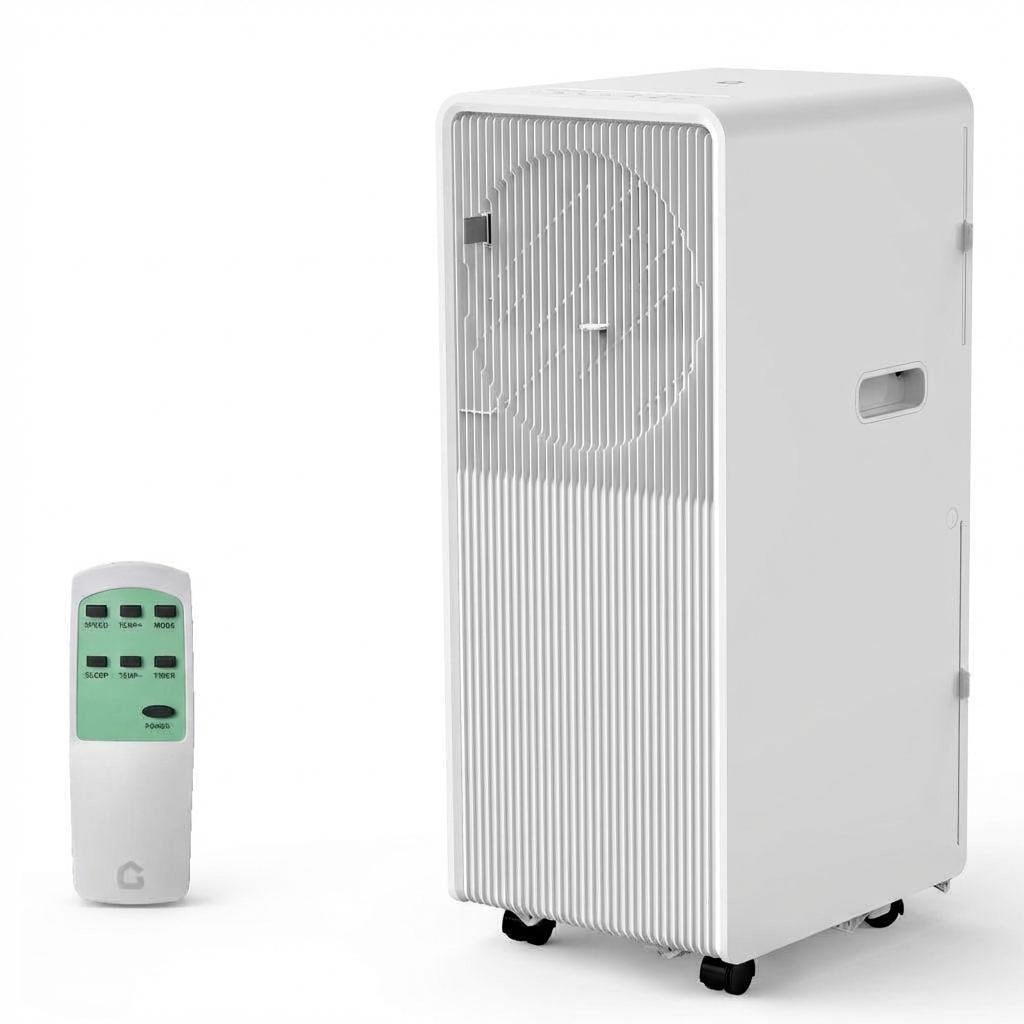 Idealhouse 10000 BTU Portable Air Conditioner White AC Unit for Room Up to 215 Sq Ft 3 in 1 Fan Dehumidifier Drainage Free Cooling Remote 24H Timer Sleep Mode Window Kit