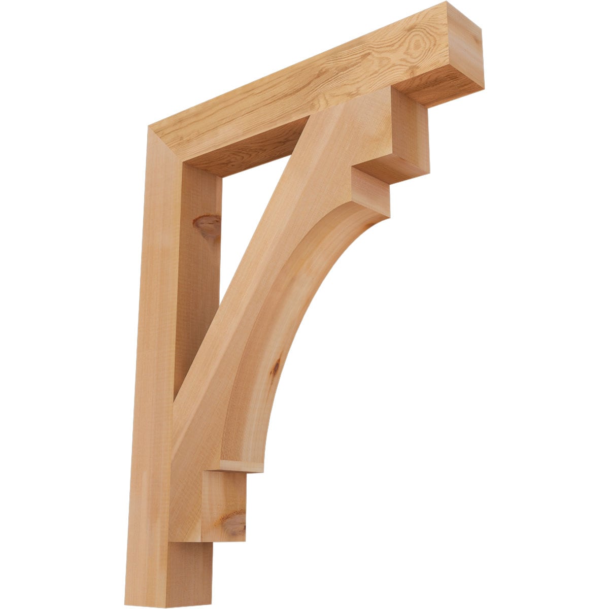 Ekena Millwork BKT04X26X34MRC05SWR Merced block smooth 3-1/2-in x 26-in x 34-in Western red cedar Brown Wood Standard bracket