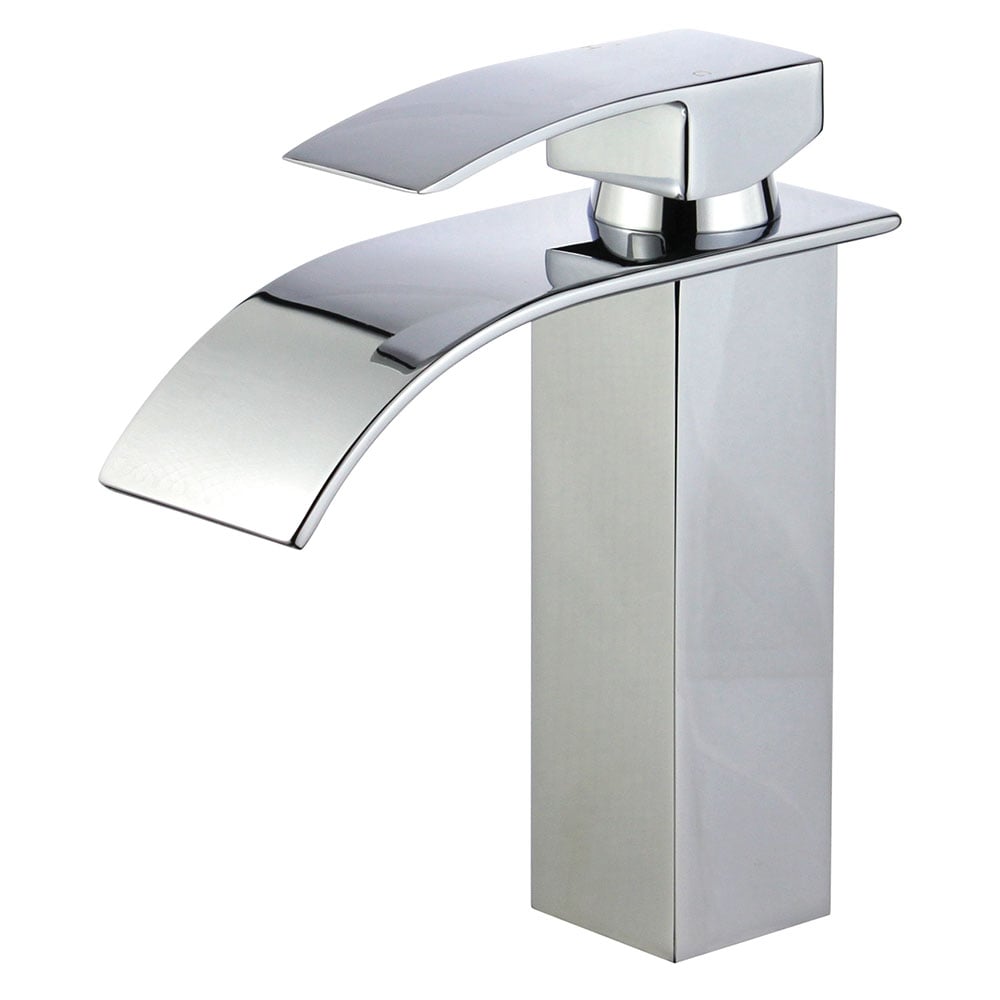 Bellaterra Home LF167P4-PC-WO Bellaterra Polished chrome Single hole 1-handle Waterfall Commercial/Residential Handle Bathroom Sink Faucet with Drain