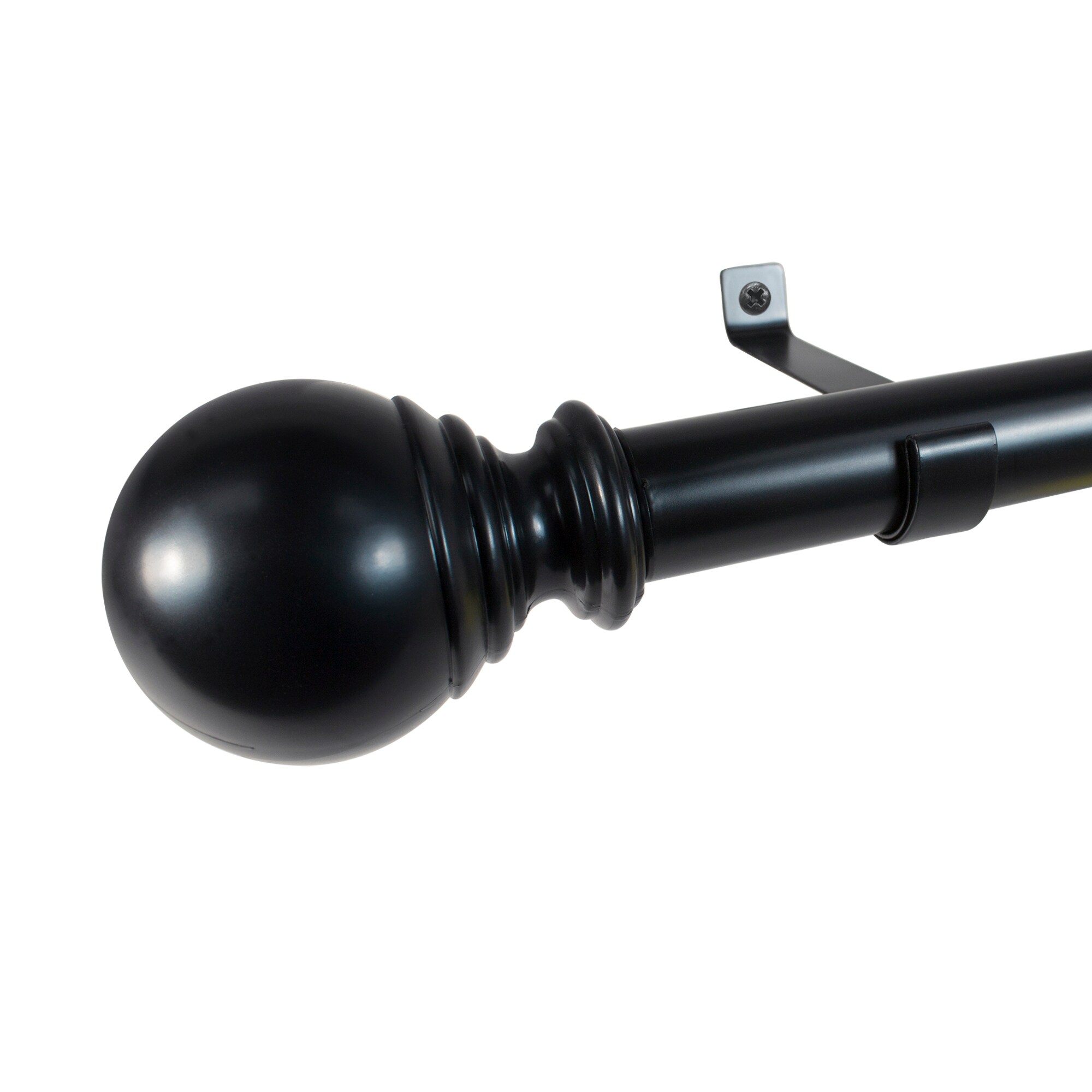 Black Adjustable Metal Curtain Rod with Ball Finial, 18-36 Inch