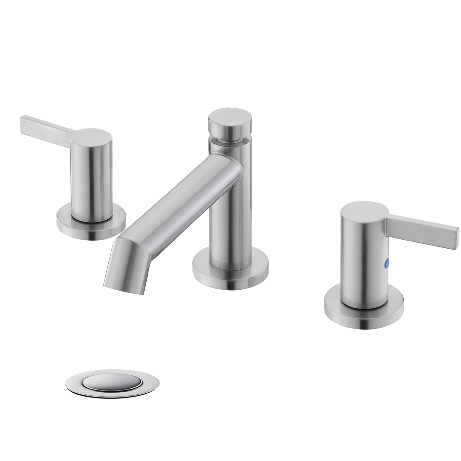 Phiestina LWCWF046-28-BN Brushed Nickel Widespread 2-handle Low-arc Commercial/Residential Handle Bathroom Sink Faucet with Drain