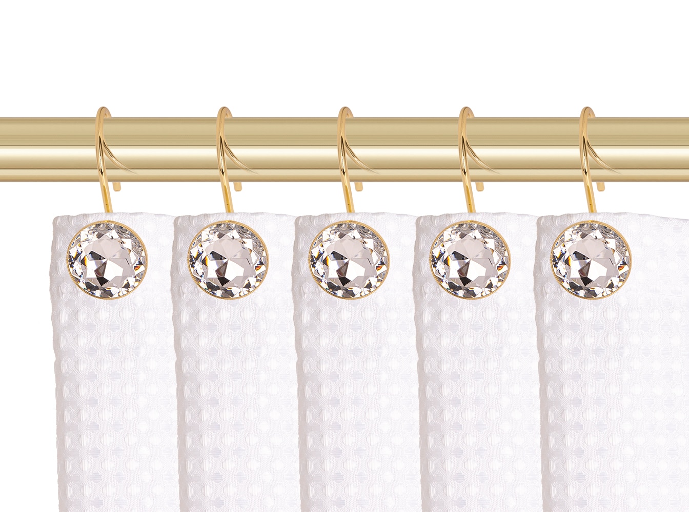 Utopia Alley HK23GD Hooks Curtain Rings for Bathroom, Gold - Set of 12