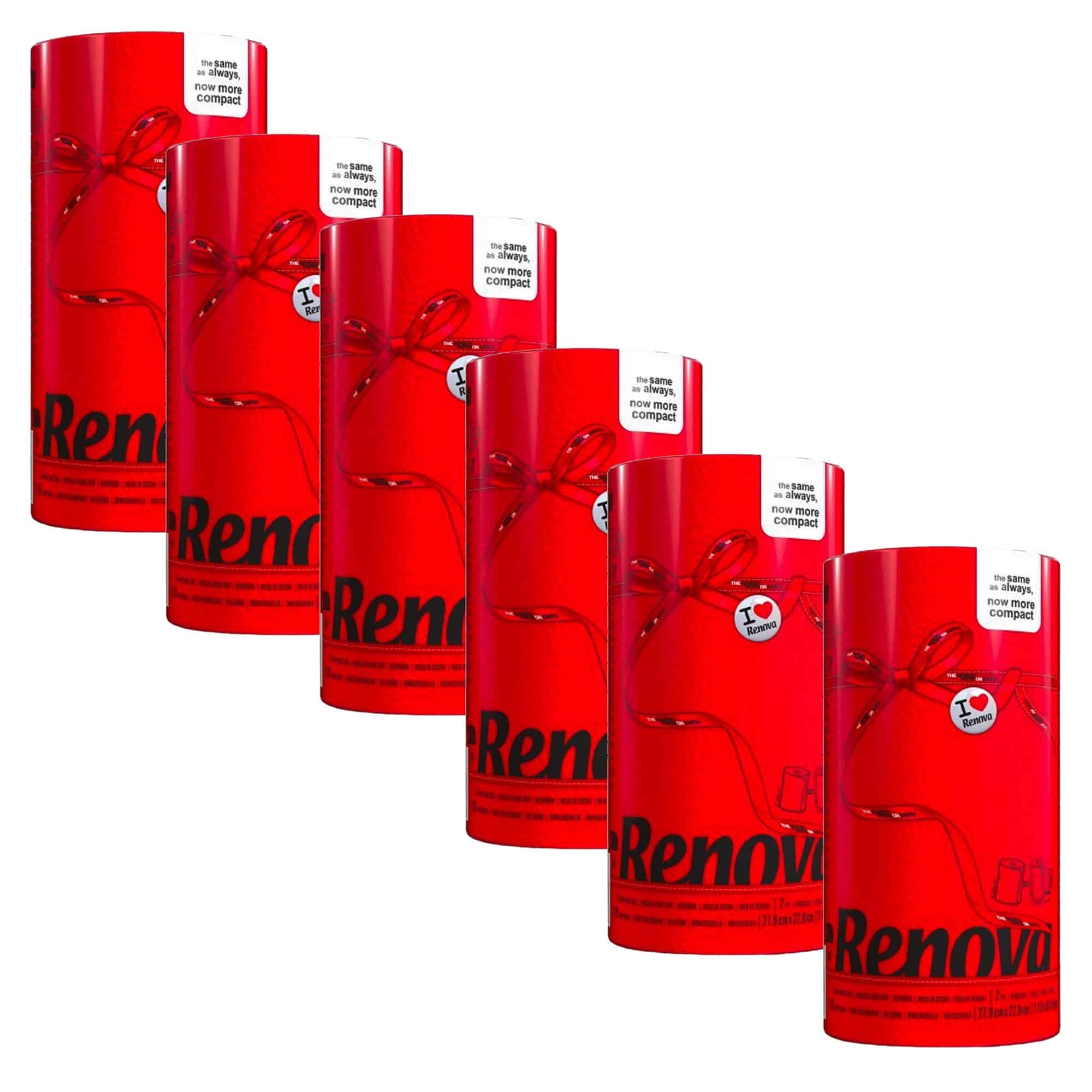 EVIDECO FRENCH HOME GOODS Renova Red Compact Paper Towel Rolls - 6-Pack 2-Ply 120 Sheets Per Roll - Set of 6