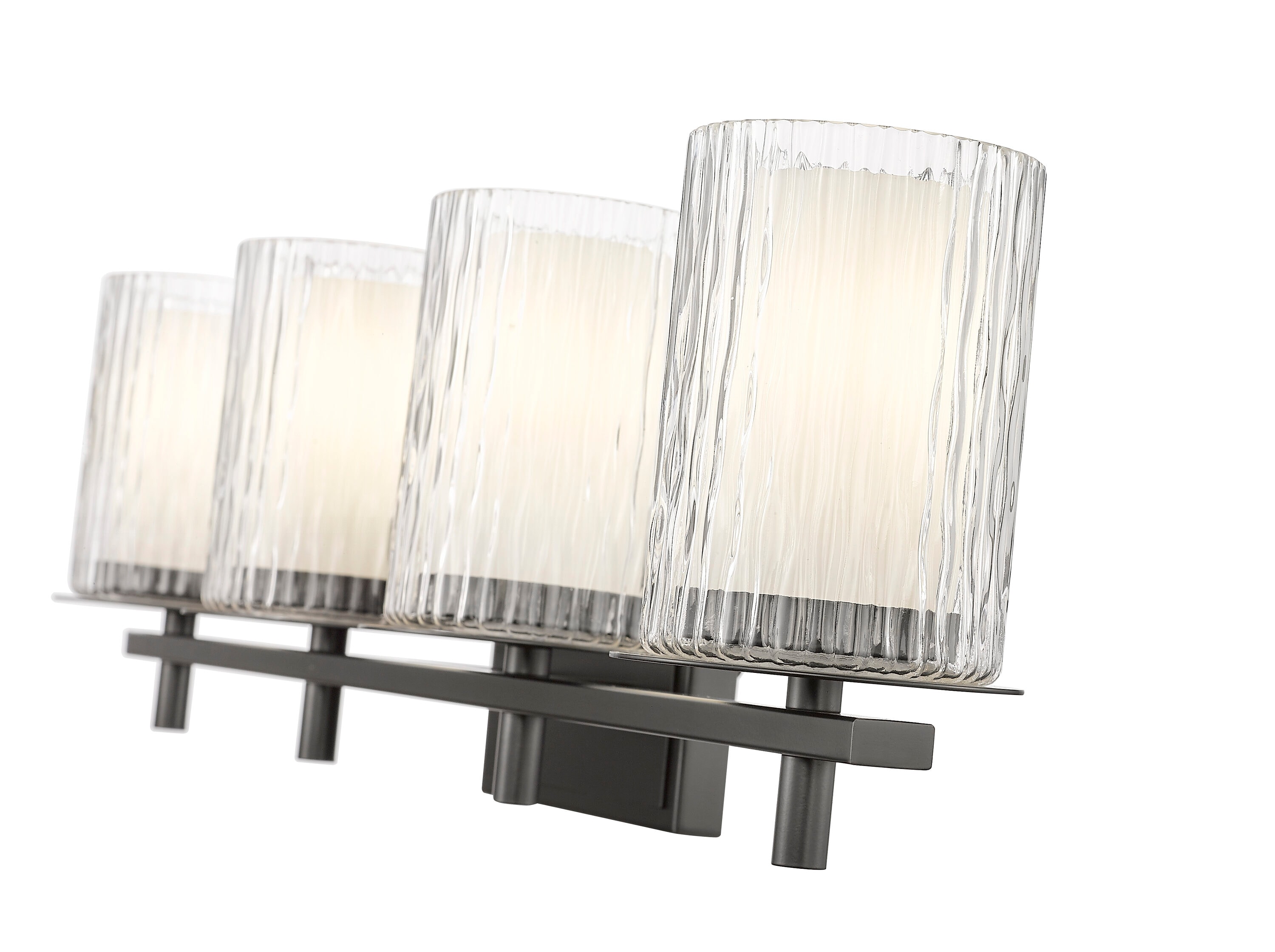 Matte Black 31" Cylinder Glass 4-Light Vanity Fixture