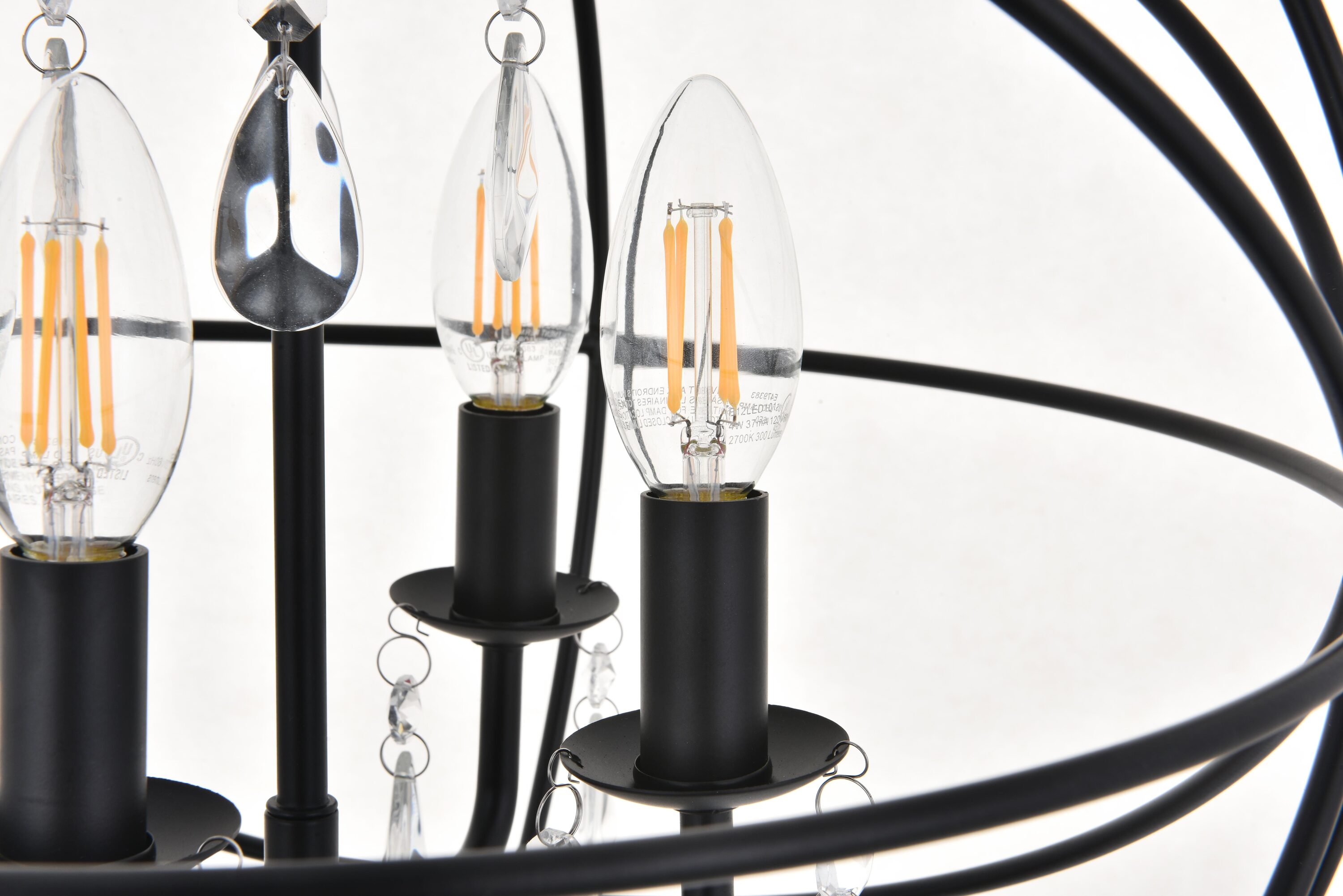 Elegant Wallace 4-Light Crystal Sphere Pendant in Matte Black