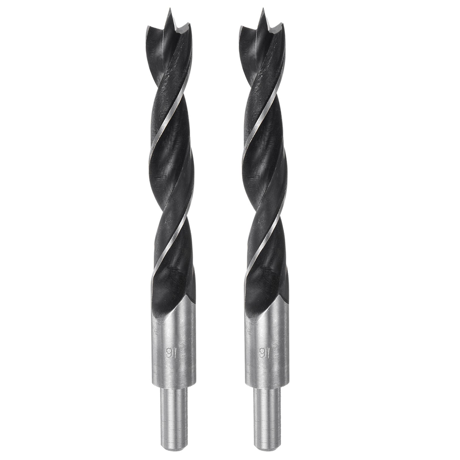 Unique Bargains 2pcs Brad Point Drill Bits 16mm 5/8 Inch Dia Straight Round Shank Metric Brad Point Spiral Twist Drill Bits for Softwood Hardwood Plywood Plastic Rubber Black #S26031300UX4576