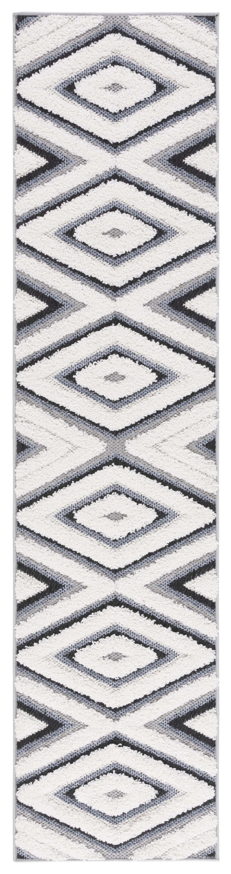 Safavieh COT212A-28 2 x 8 (ft) Loomed Ivory/Black Rectangular Indoor/Outdoor Geometric Mid-Century Modern Runner rug