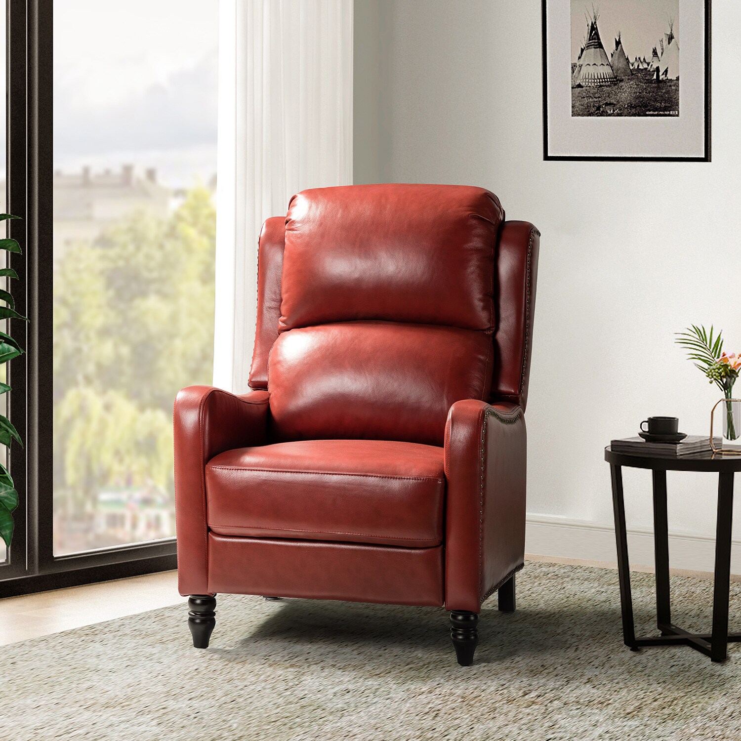 14 Karat Home Brown Leather Upholstered Recliner in the Recliners  department at