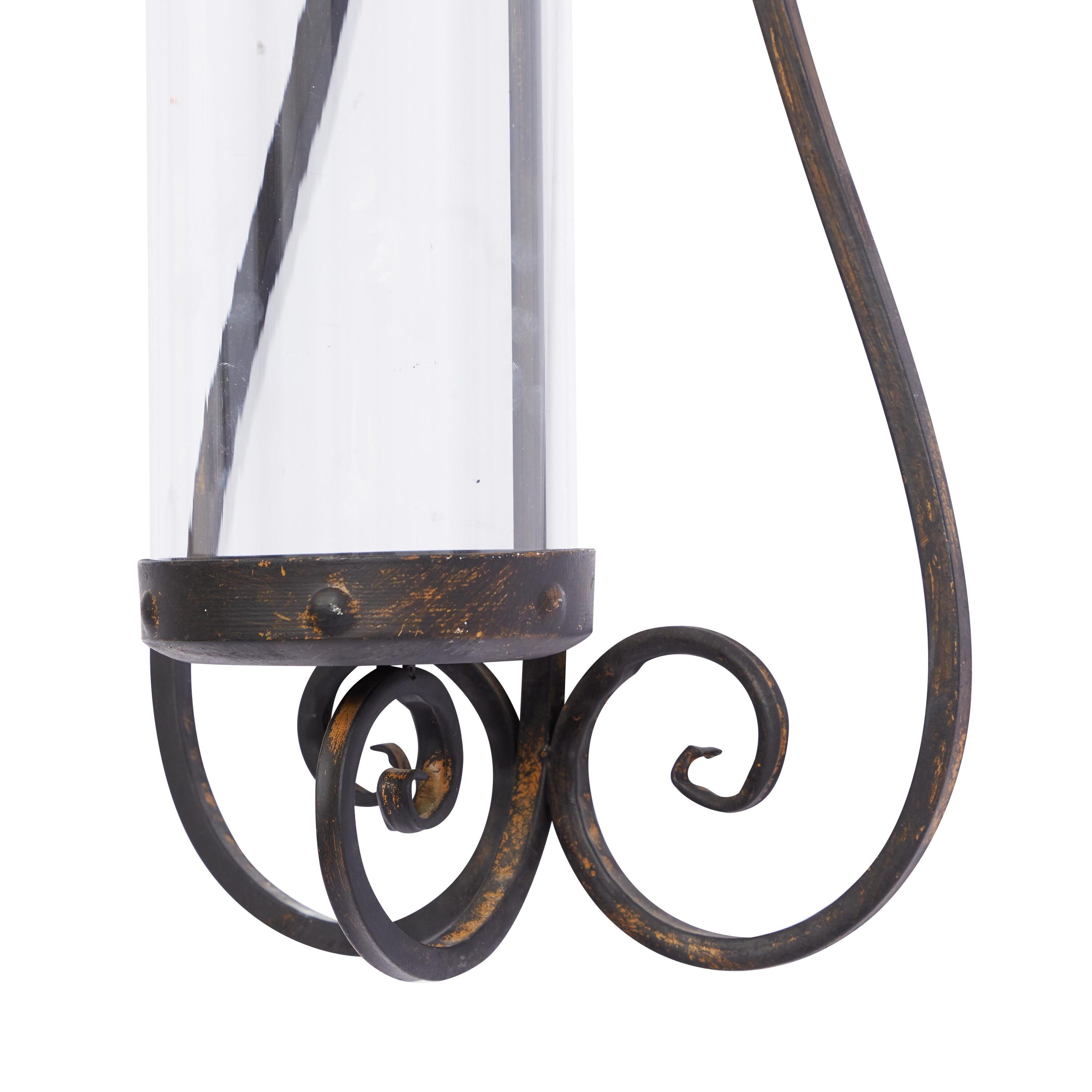 Elegant Black Metal and Glass 31" Traditional Hurricane Candle Lantern