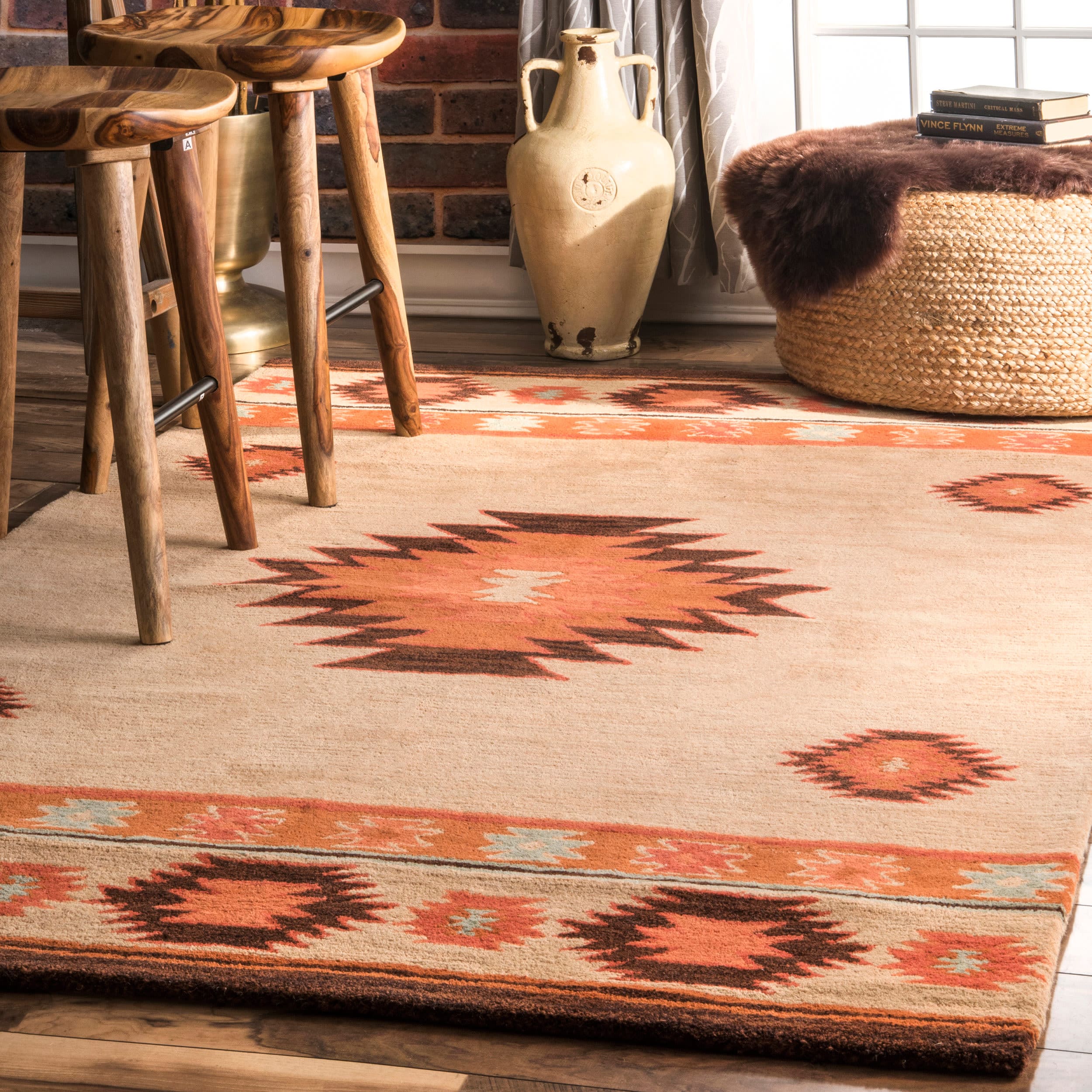 nuLOOM SPVE04B-203 Florence 2 x 3 (ft) Tufted Wool Beige Rectangular Indoor Tribal Southwestern Area rug