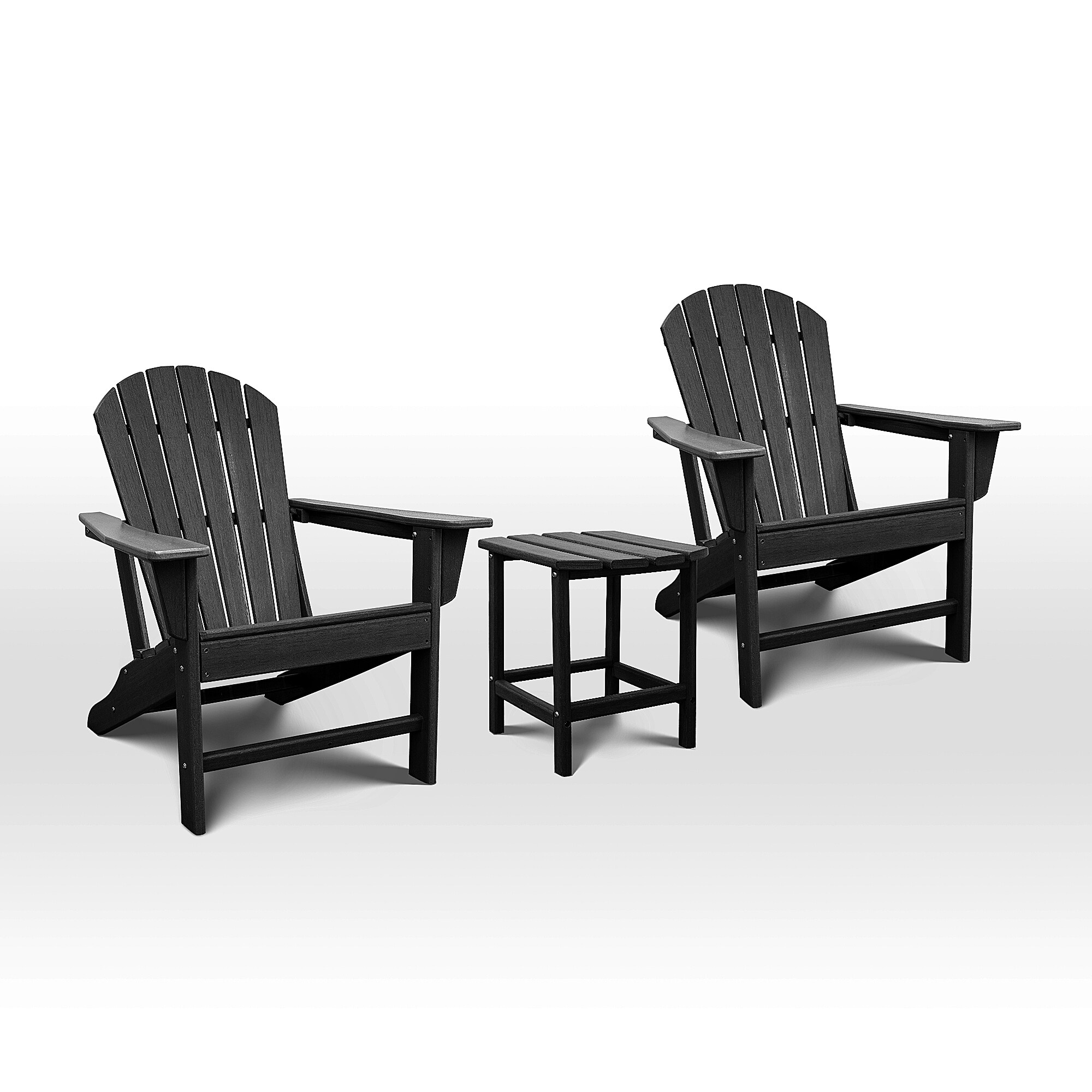 Upland HDPE Adirondack Chair Side Table 3 pcs Set of 2 Black Hdpe Frame ...