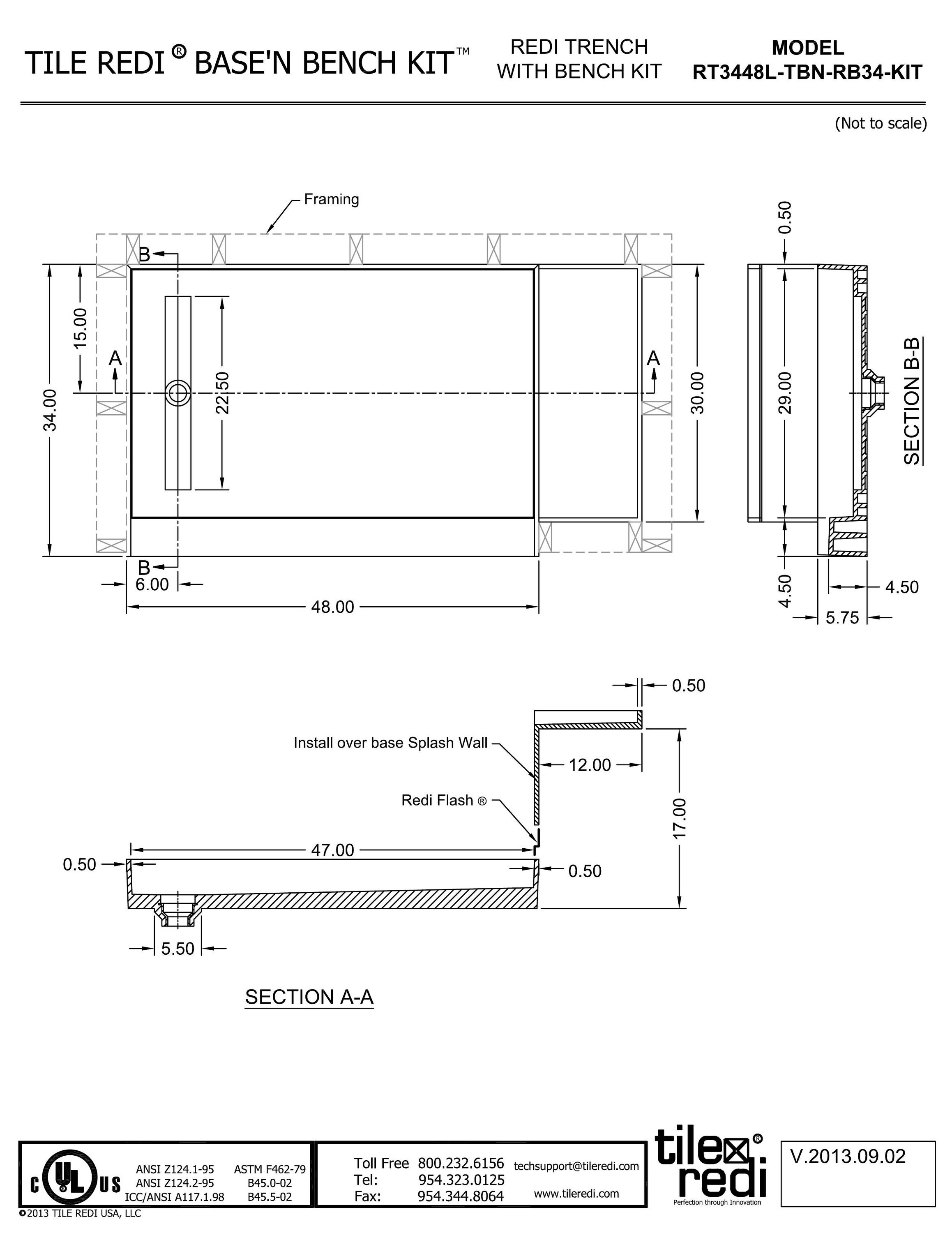 Tile Redi RT3448L-TBN-RB34KIT Shower-Floors - View #9