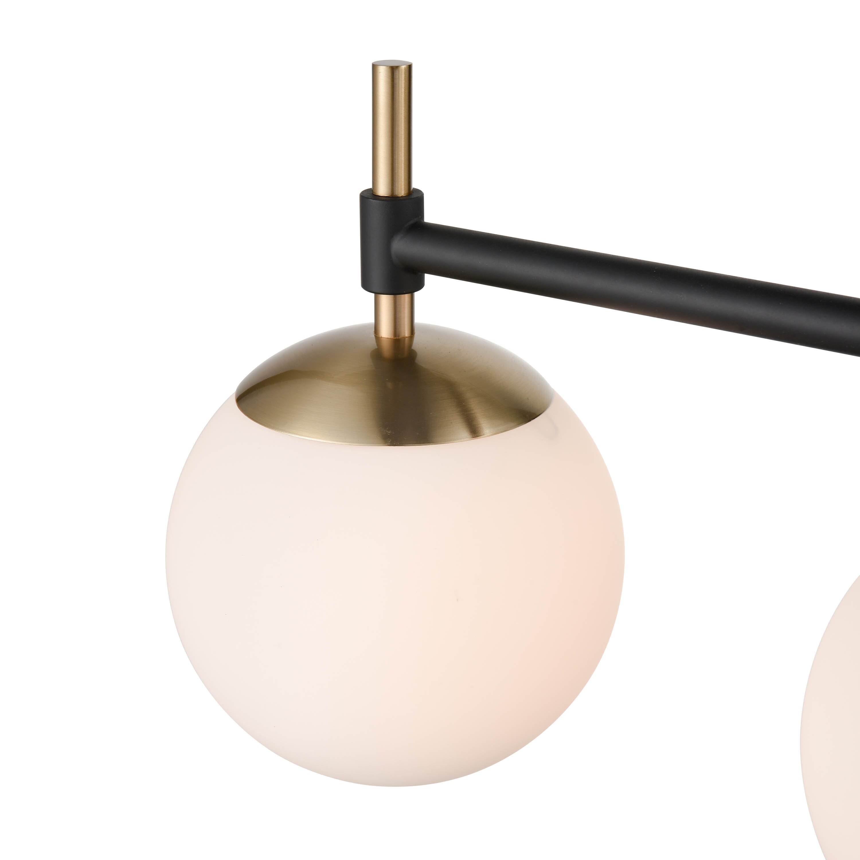 33" Matte Black and Modern Gold Dimmable Vanity Light with Glass Globe Shades